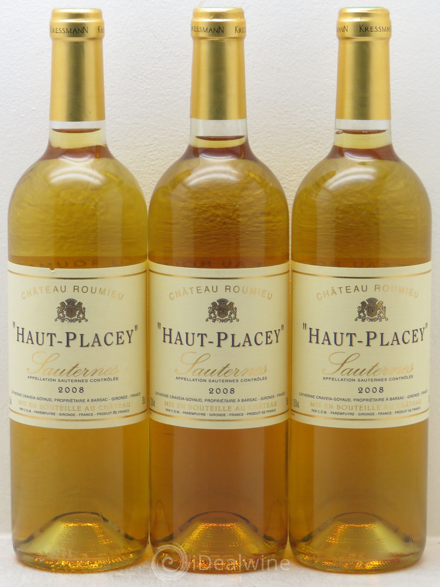 Sauternes Château Roumieu Haut Placey 2008 - Lotto di 3 bottiglie - 0