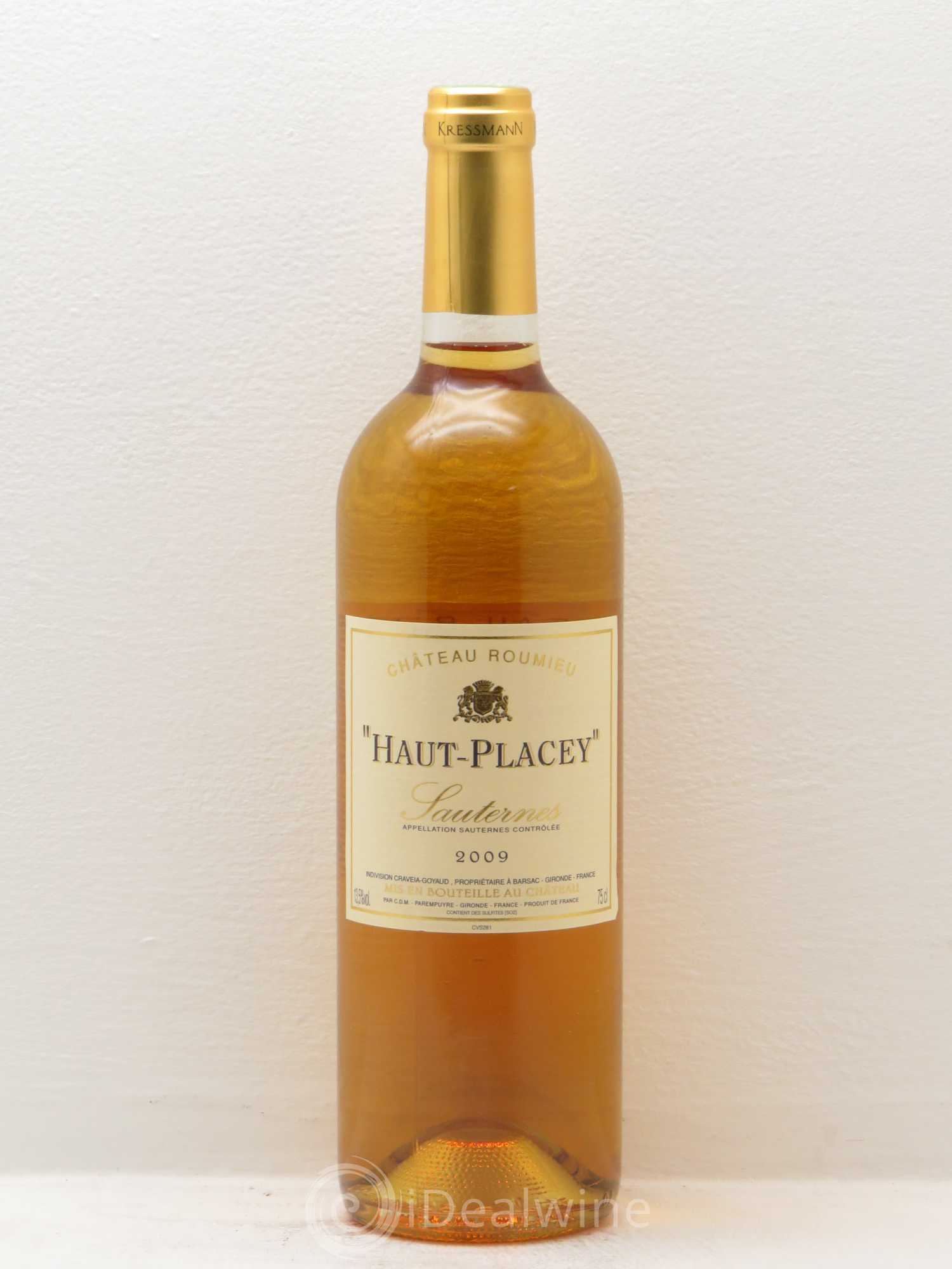 Sauternes Château Roumieu Haut Placey (sans prix de réserve) 2009 - Posten von 1 Flasche - 0