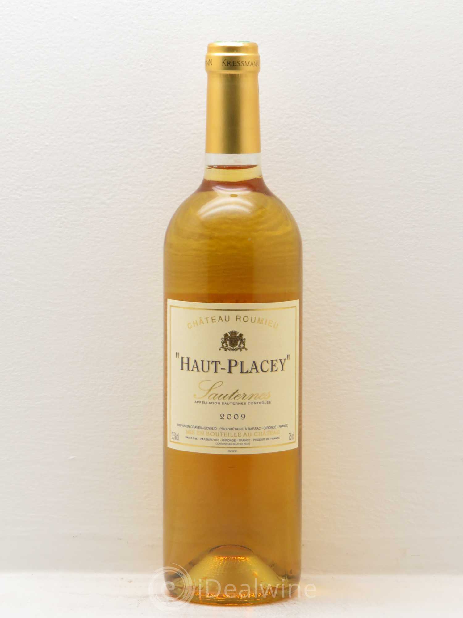 Sauternes Château Roumieu Haut Placey (sans prix de réserve) 2009 - Posten von 1 Flasche - 0