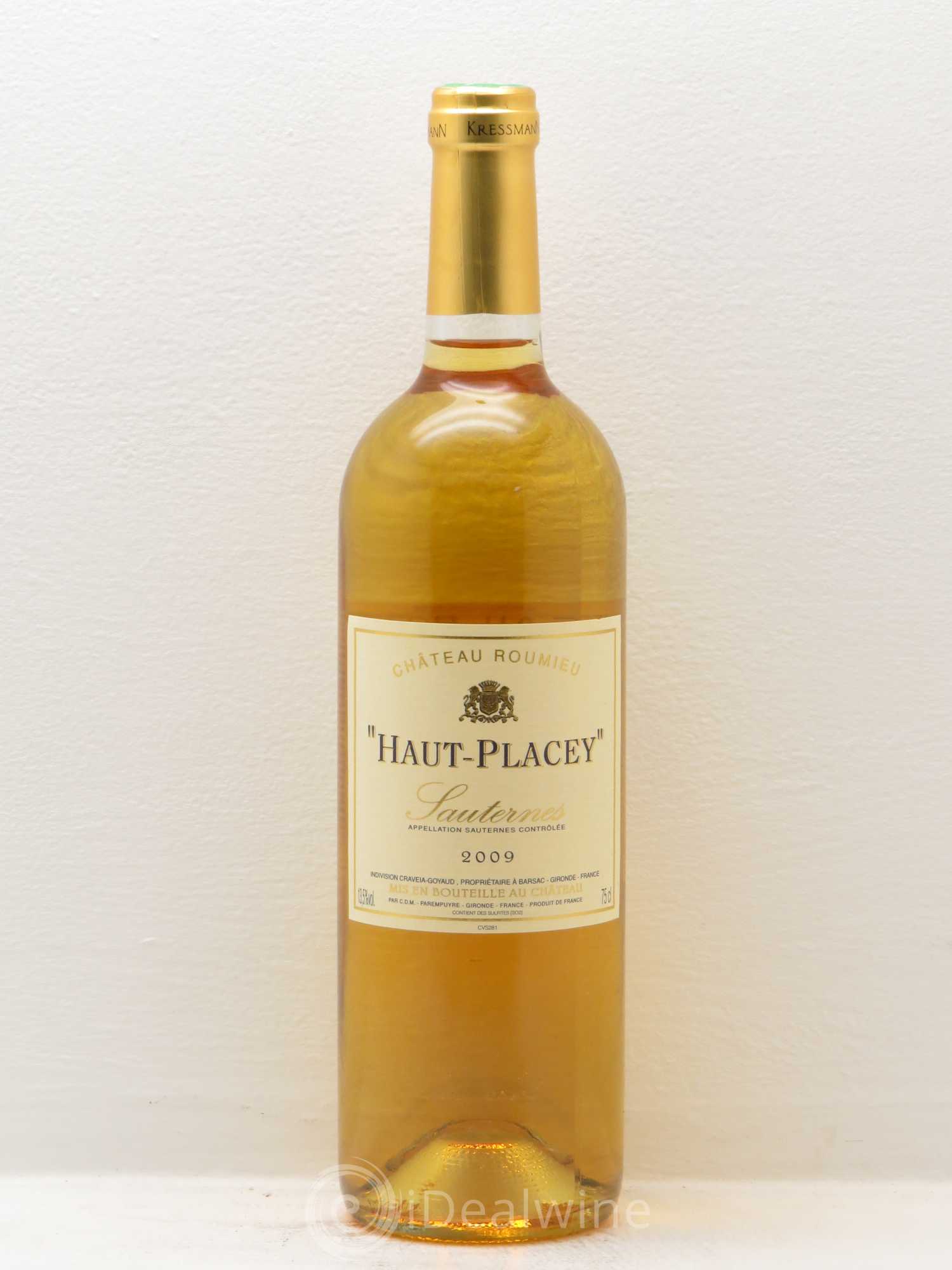 Sauternes Château Roumieu Haut Placey (sans prix de réserve) 2009 - Posten von 1 Flasche - 0
