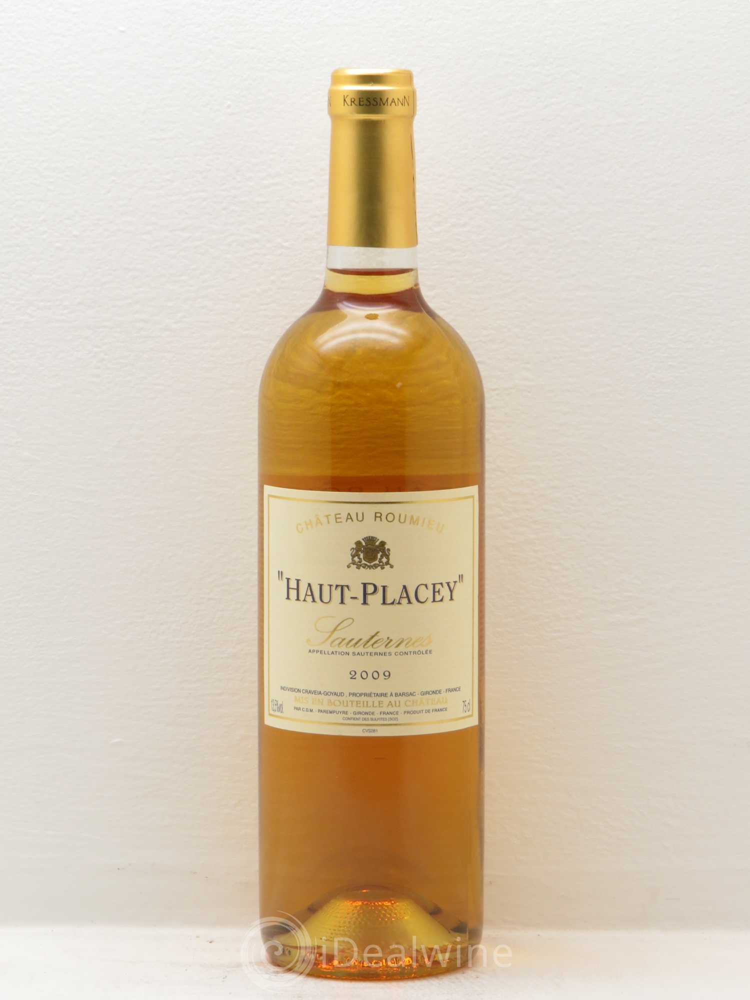 Sauternes Château Roumieu Haut Placey (sans prix de réserve) 2009 - Posten von 1 Flasche - 0