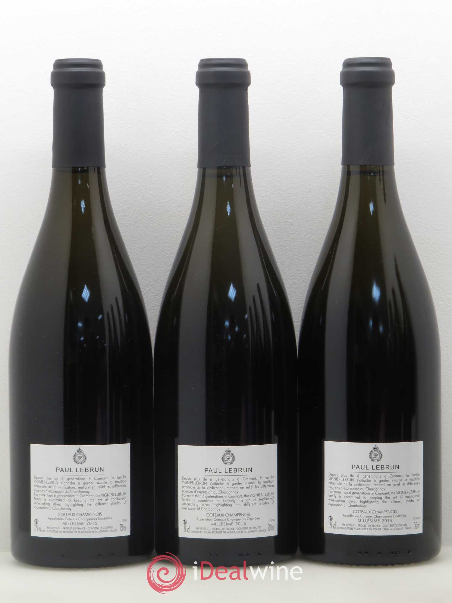 Divers Coteaux Champenois Chardonnay - Paul Lebrun 2015 - Posten von 6 Flaschen - 2