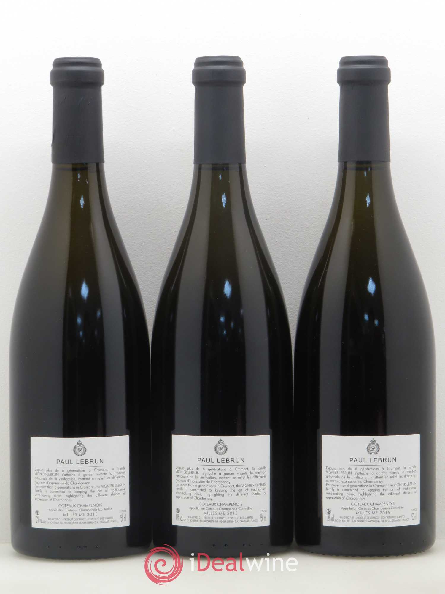 Divers Coteaux Champenois Chardonnay - Paul Lebrun 2015 - Posten von 6 Flaschen - 4