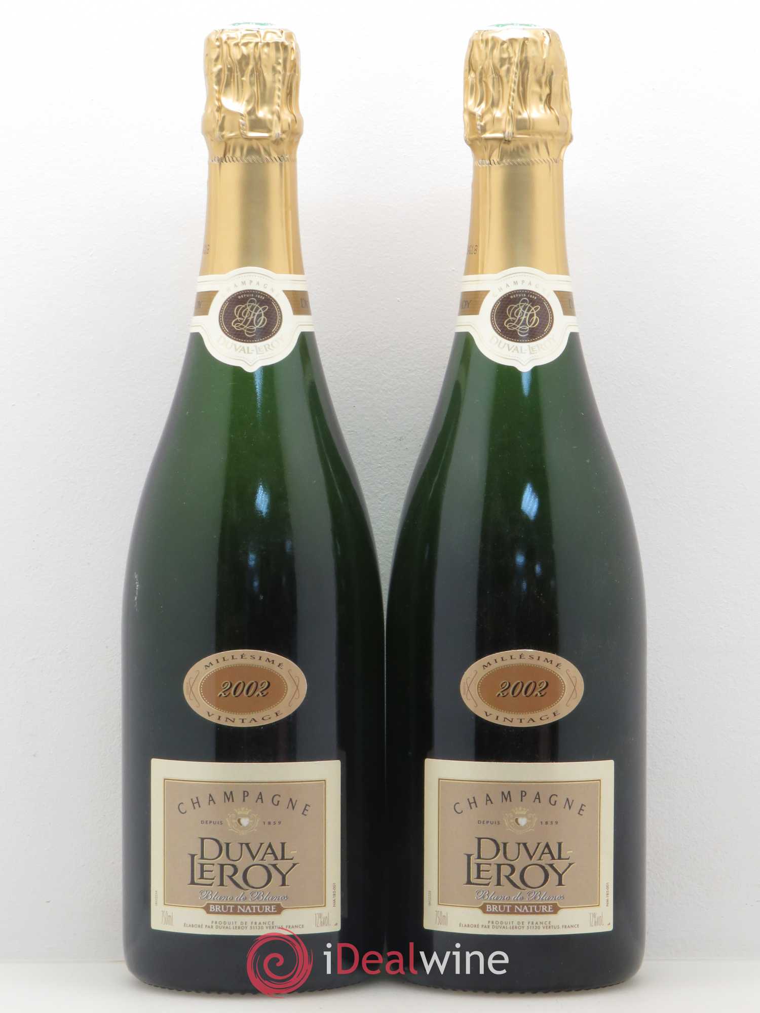 Champagne Blanc de Blancs Brut Nature Duval-Leroy 2002 - Posten von 2 Flaschen - 0