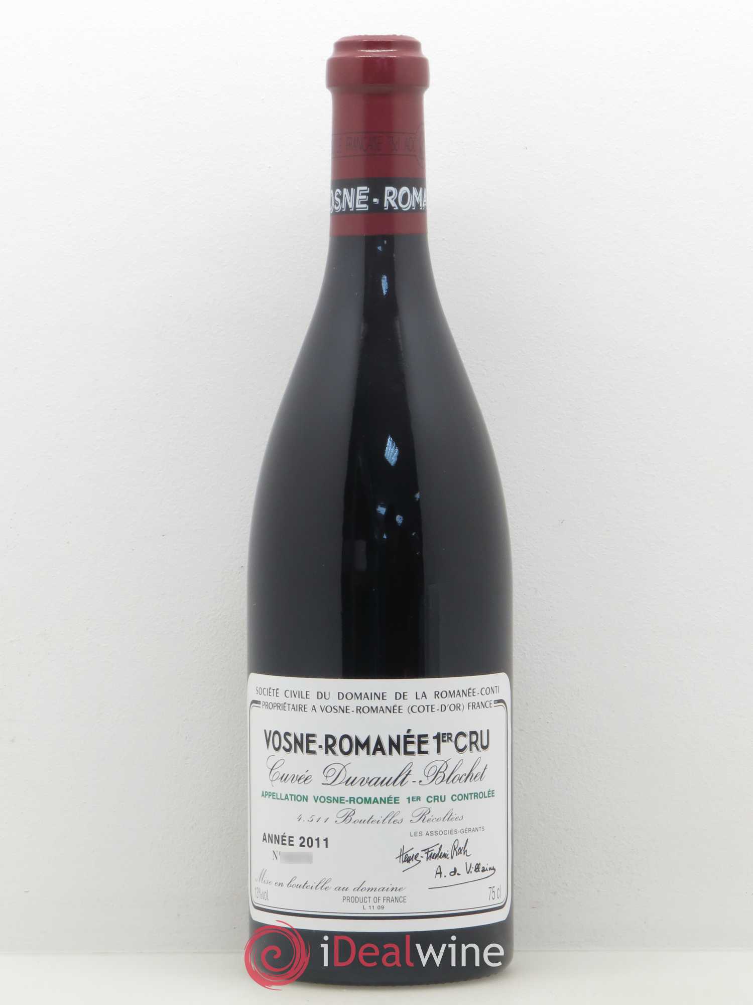 Vosne-Romanée 1er Cru Cuvée Duvault Blochet Domaine de la Romanée-Conti 2011 - Lot de 1 bouteille - 0