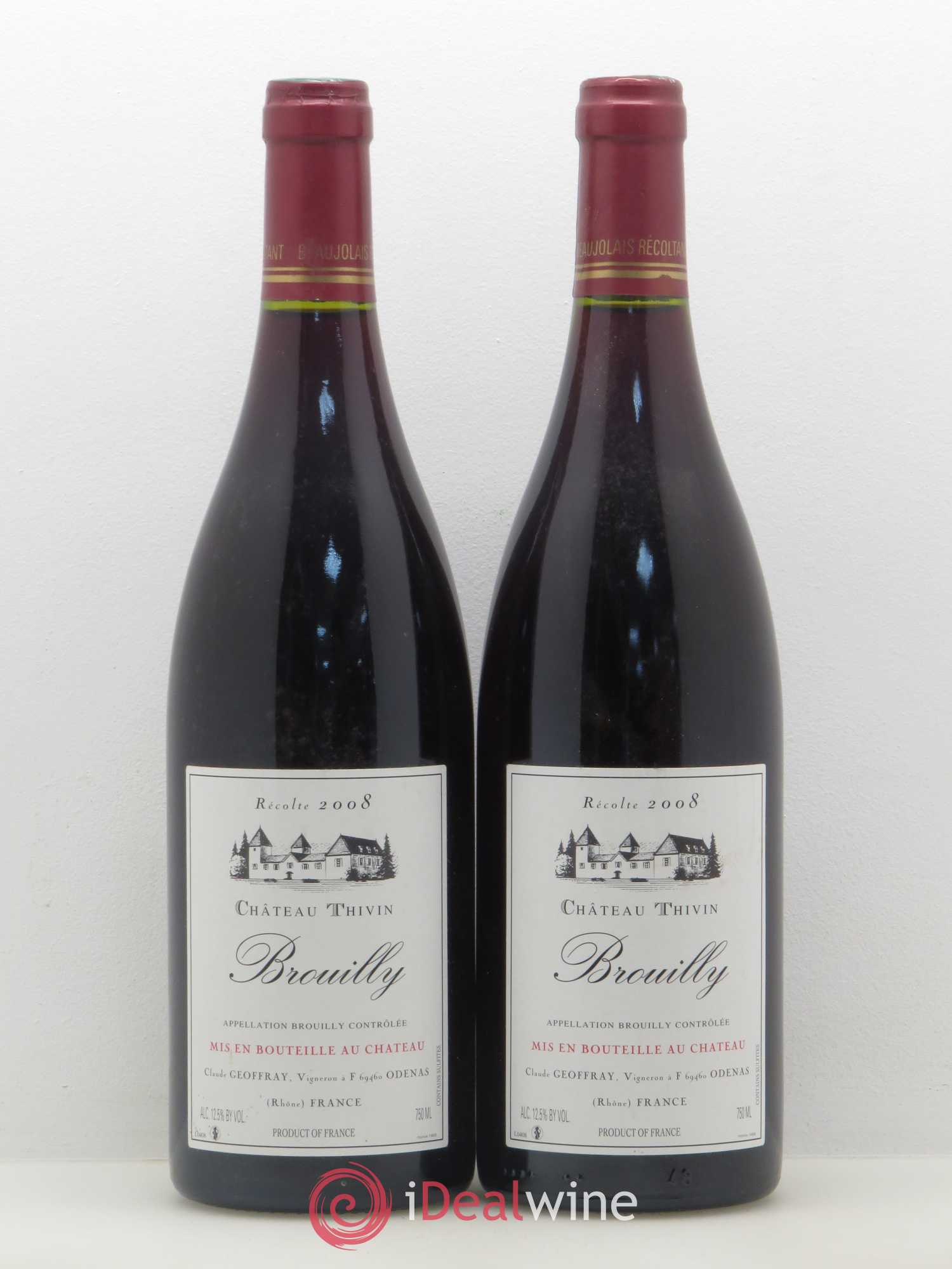 Brouilly Reverdon Château Thivin 2008 - Posten von 5 Flaschen - 2