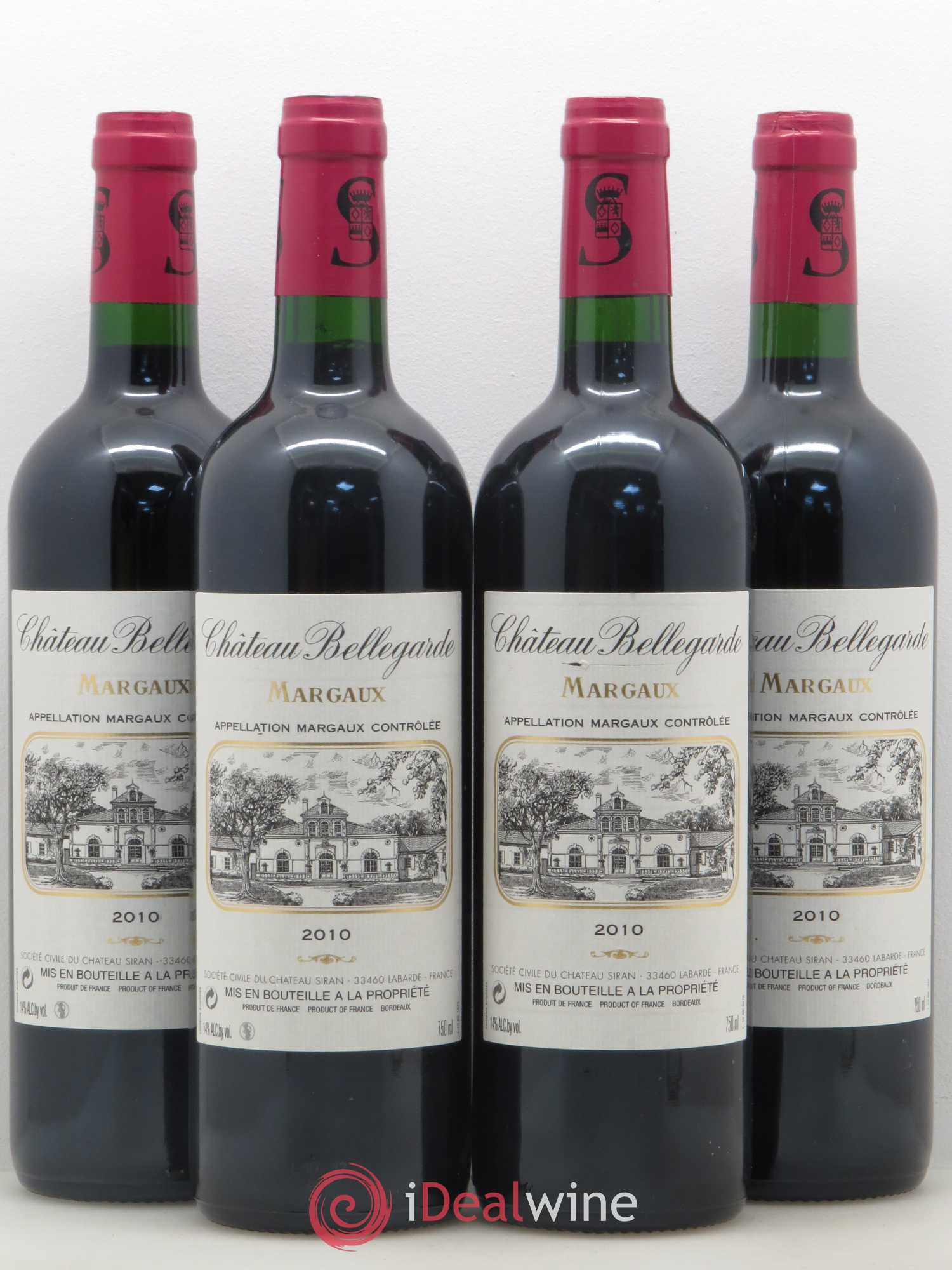 Bordeaux Margaux Château Bellegarde 2010 - Lot de 4 bouteilles - 0