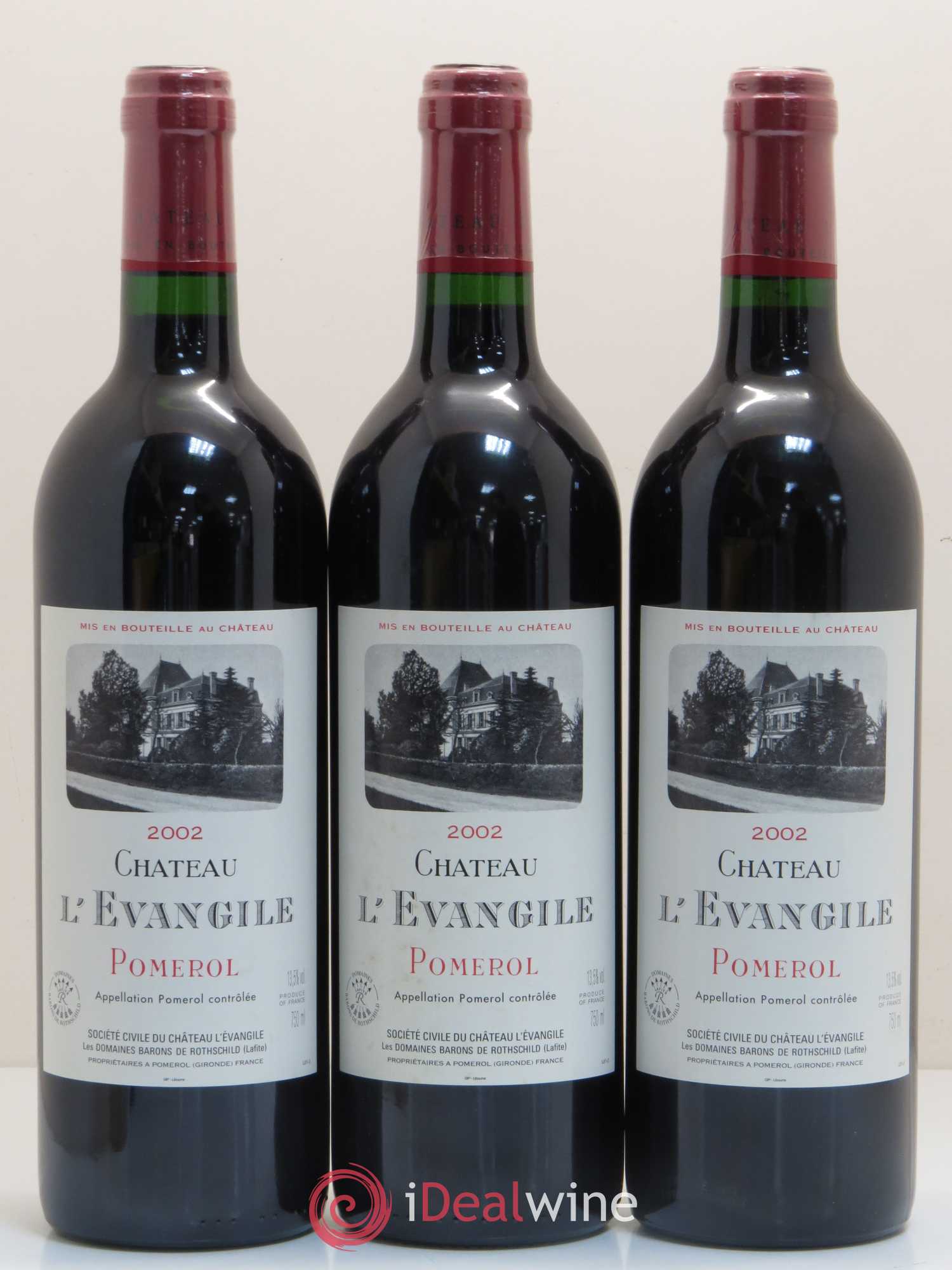 Château l' Évangile 2002 - Lot de 3 bouteilles - 0