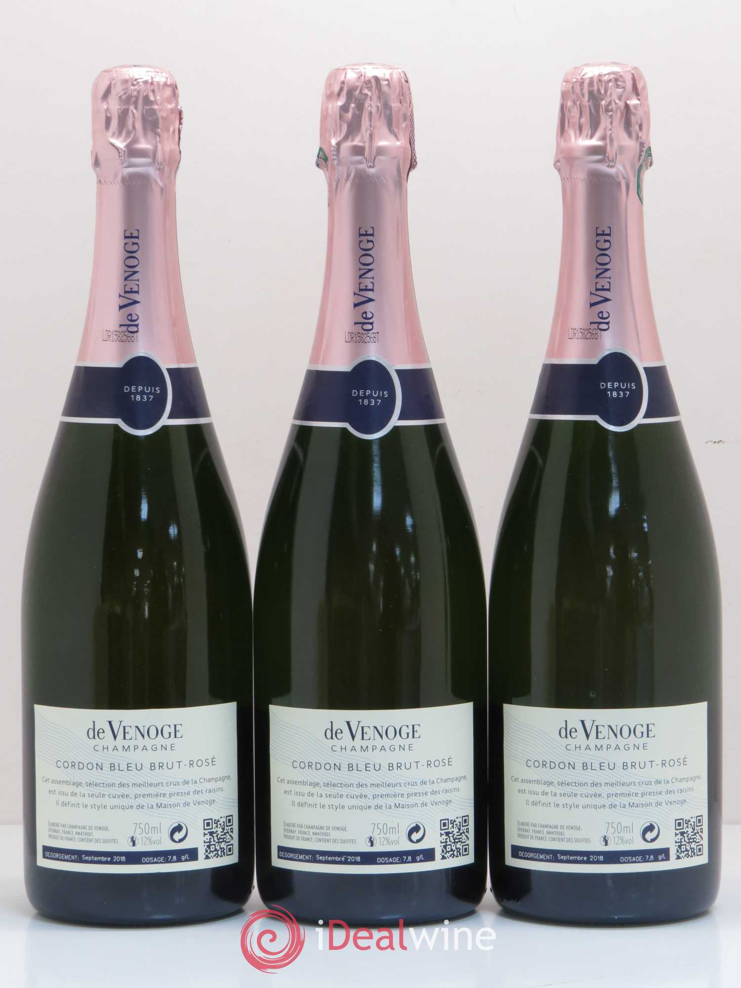 Champagne - Champagne de Venoge Cordon Bleu Brut - Posten von 3 Flaschen - 1