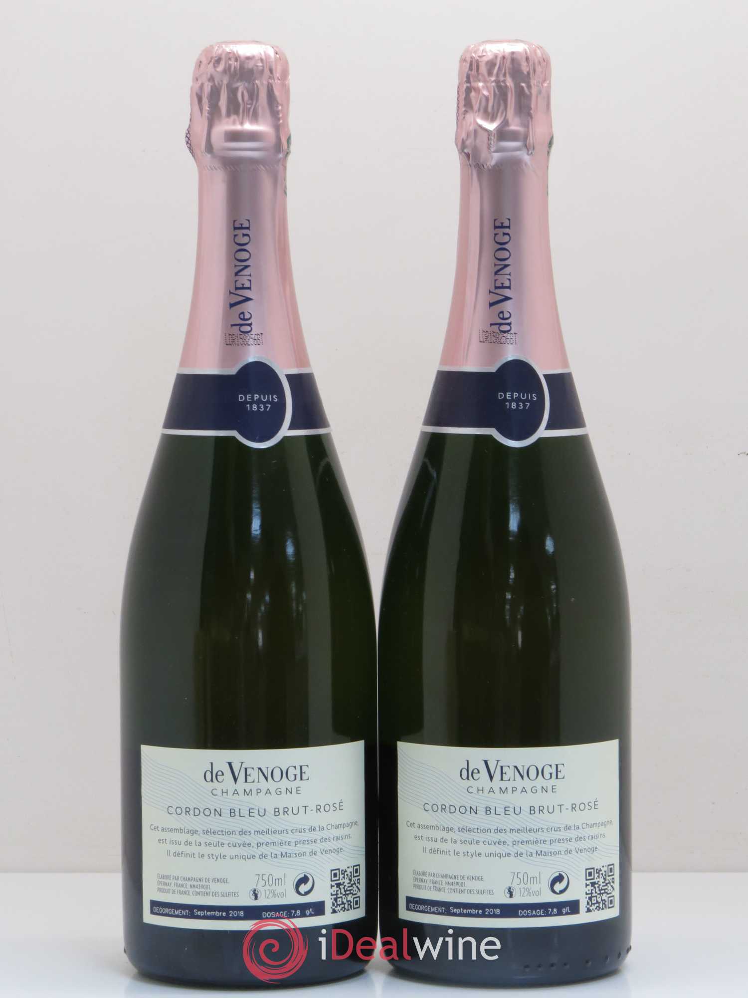 Champagne - Champagne de Venoge Cordon Bleu Brut - Posten von 2 Flaschen - 1