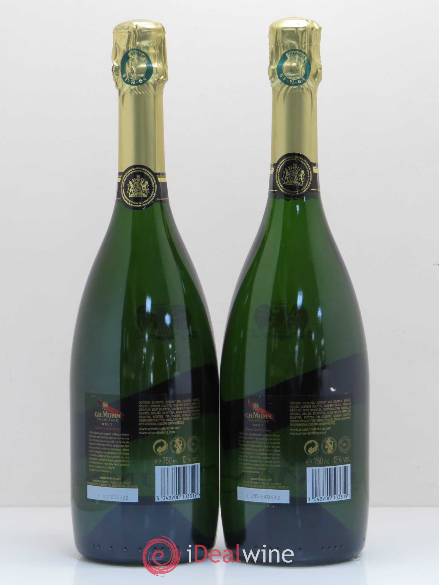 Grand Cordon Mumm - Lot de 2 bouteilles - 1