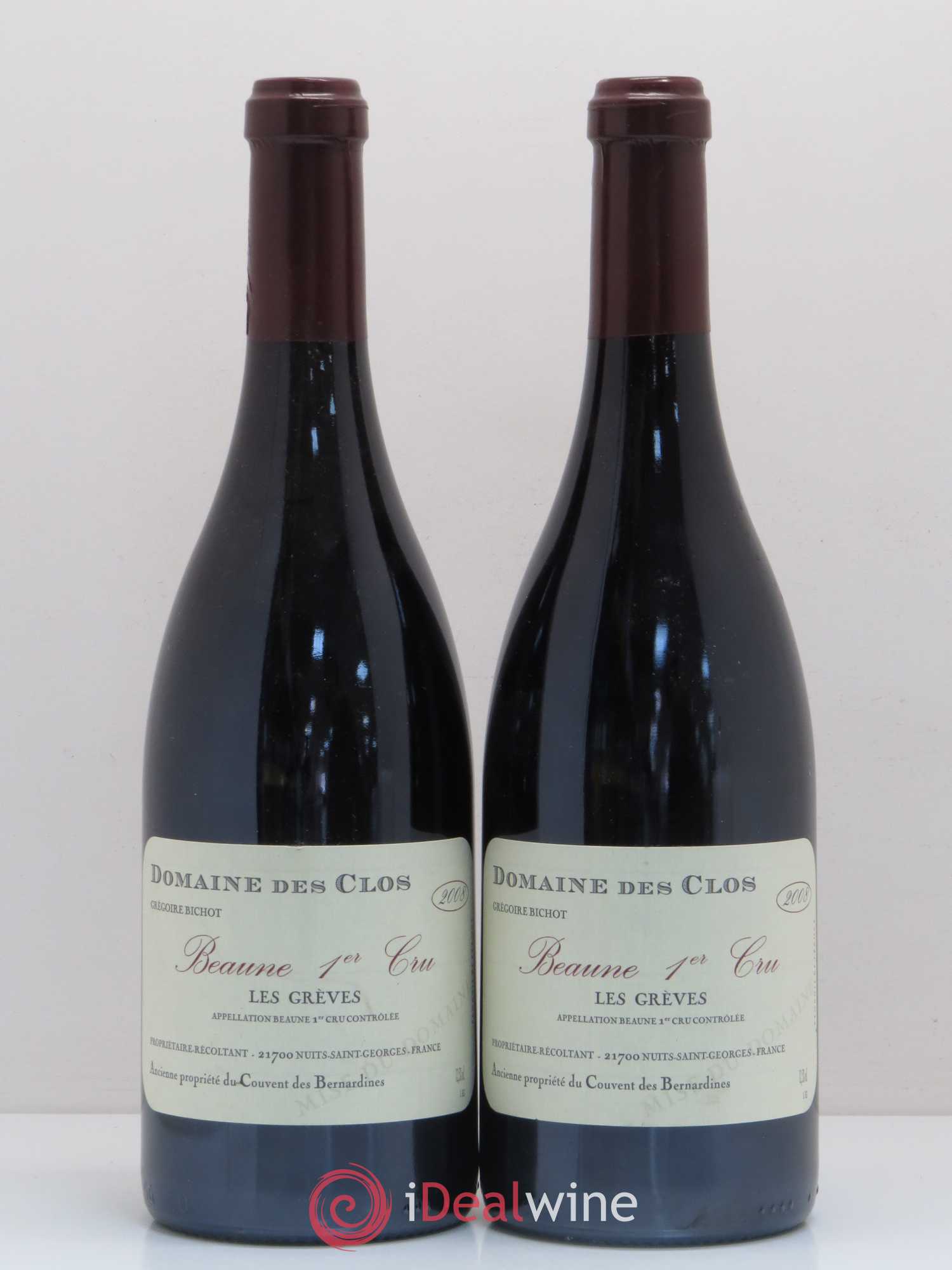 Beaune 1er Cru Grèves Domaine des Clos 2008 - Posten von 2 Flaschen - 0
