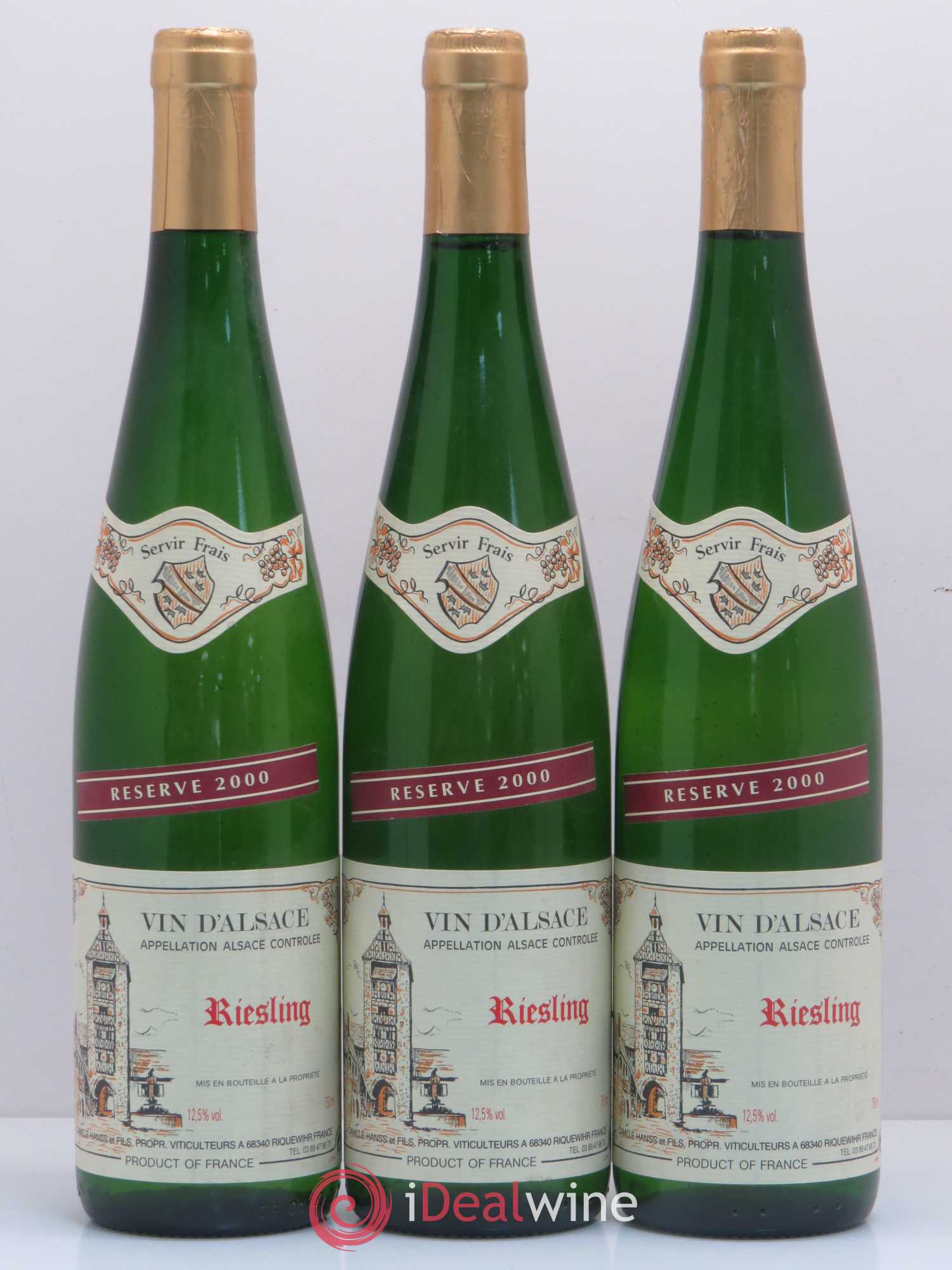 Riesling Camille Hanss & Fils Réserve 2000 - Lotto di 3 bottiglie - 0