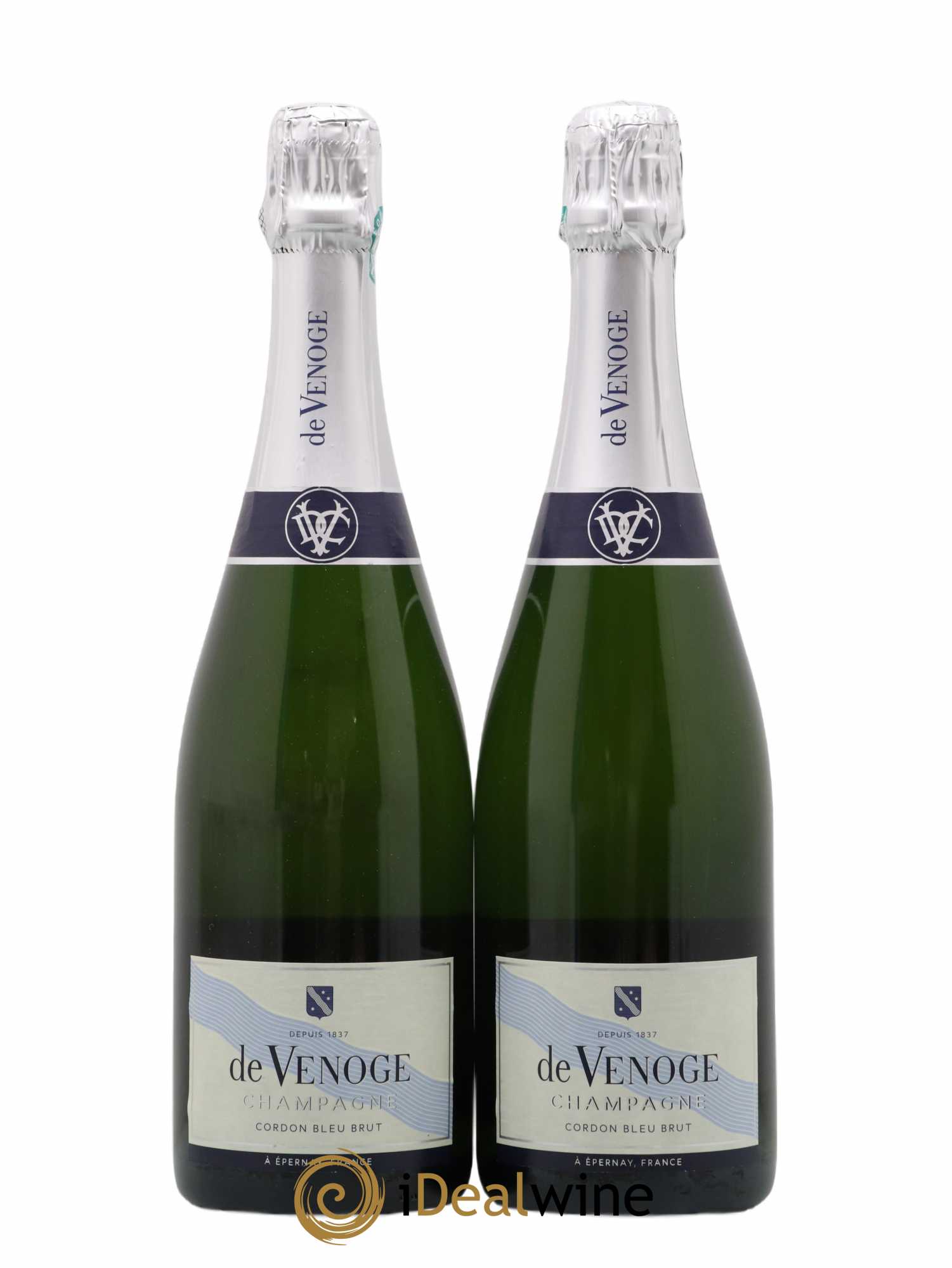 Champagne brut Cordon bleu De Venoge - Lot of 2 bottles - 0