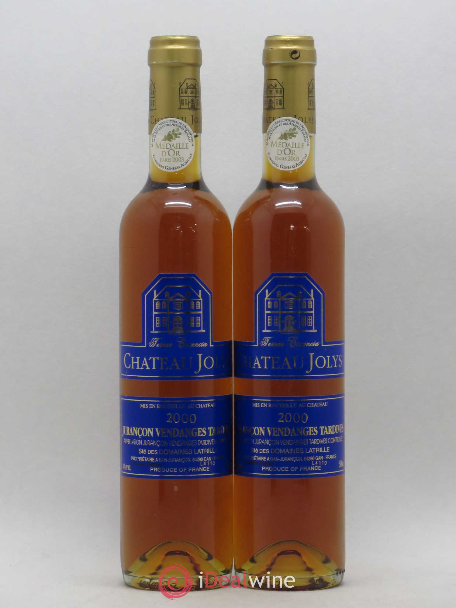 Jurançon Vendanges tardives Château Jolys 50cl 2000 - Posten von 2 Flaschen - 0