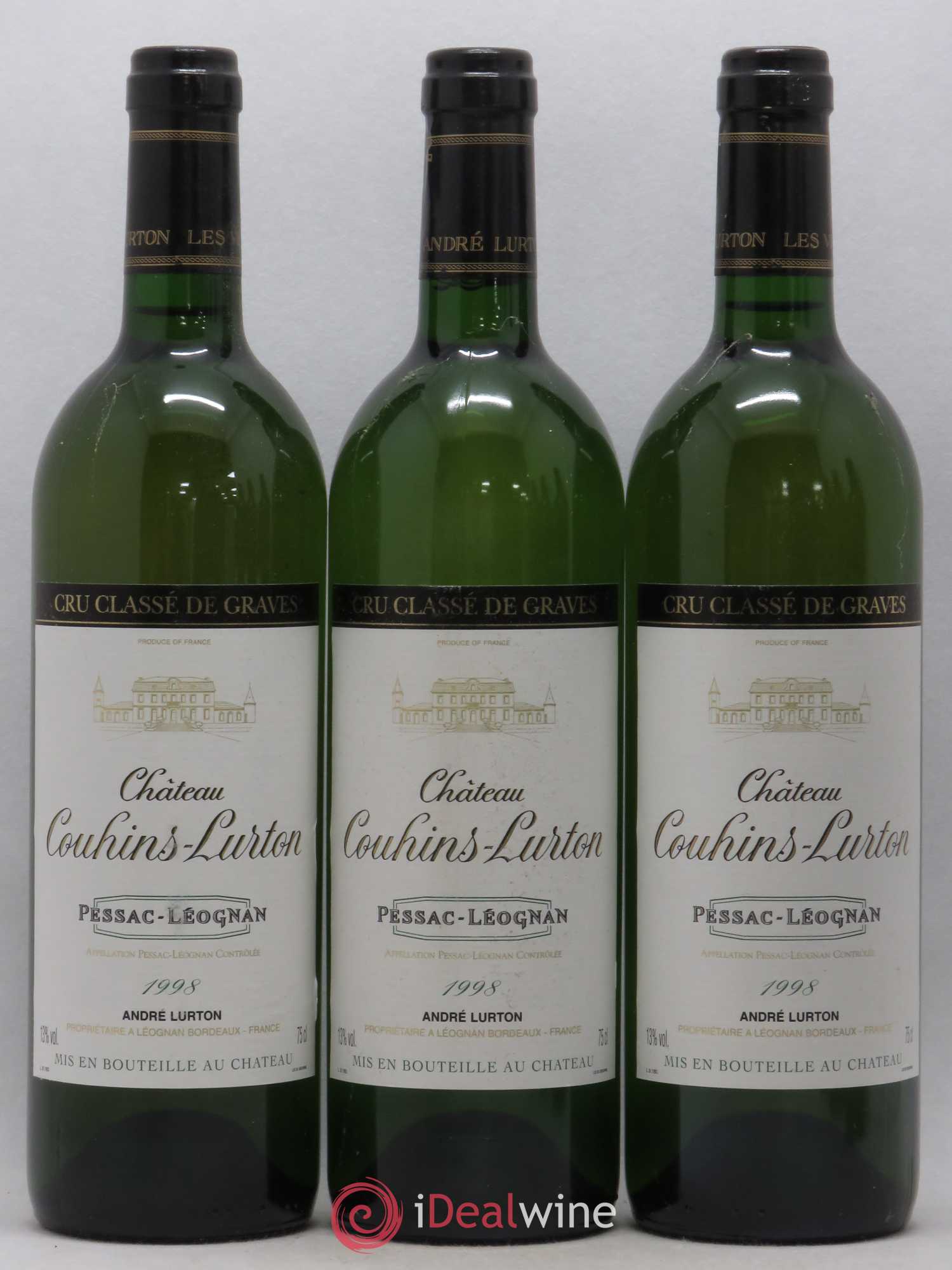 Château Couhins-Lurton Cru Classé de Graves (sans prix de réserve) 1998 - Lot de 6 bouteilles - 1