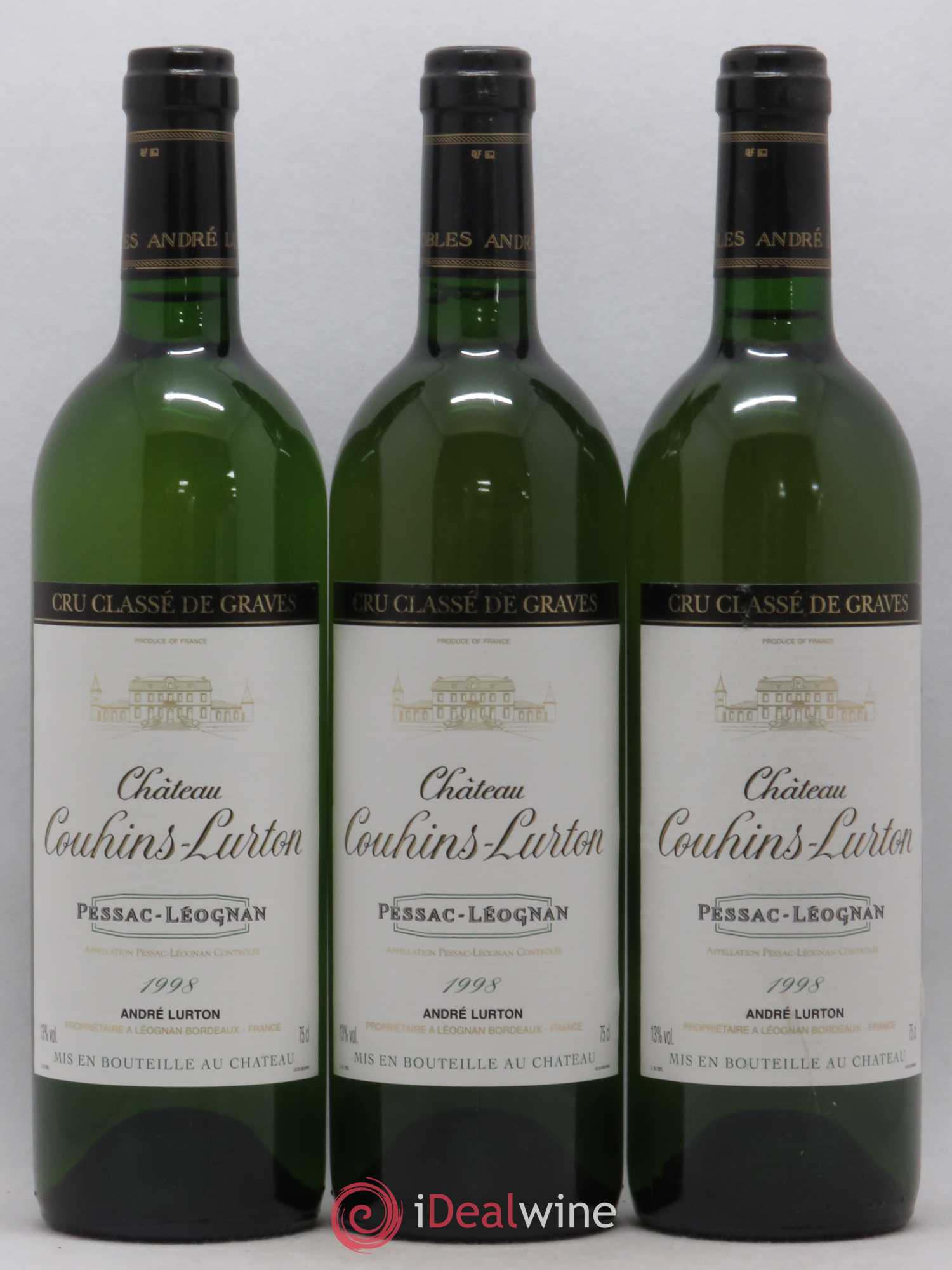 Château Couhins-Lurton Cru Classé de Graves (sans prix de réserve) 1998 - Lot de 3 bouteilles - 0