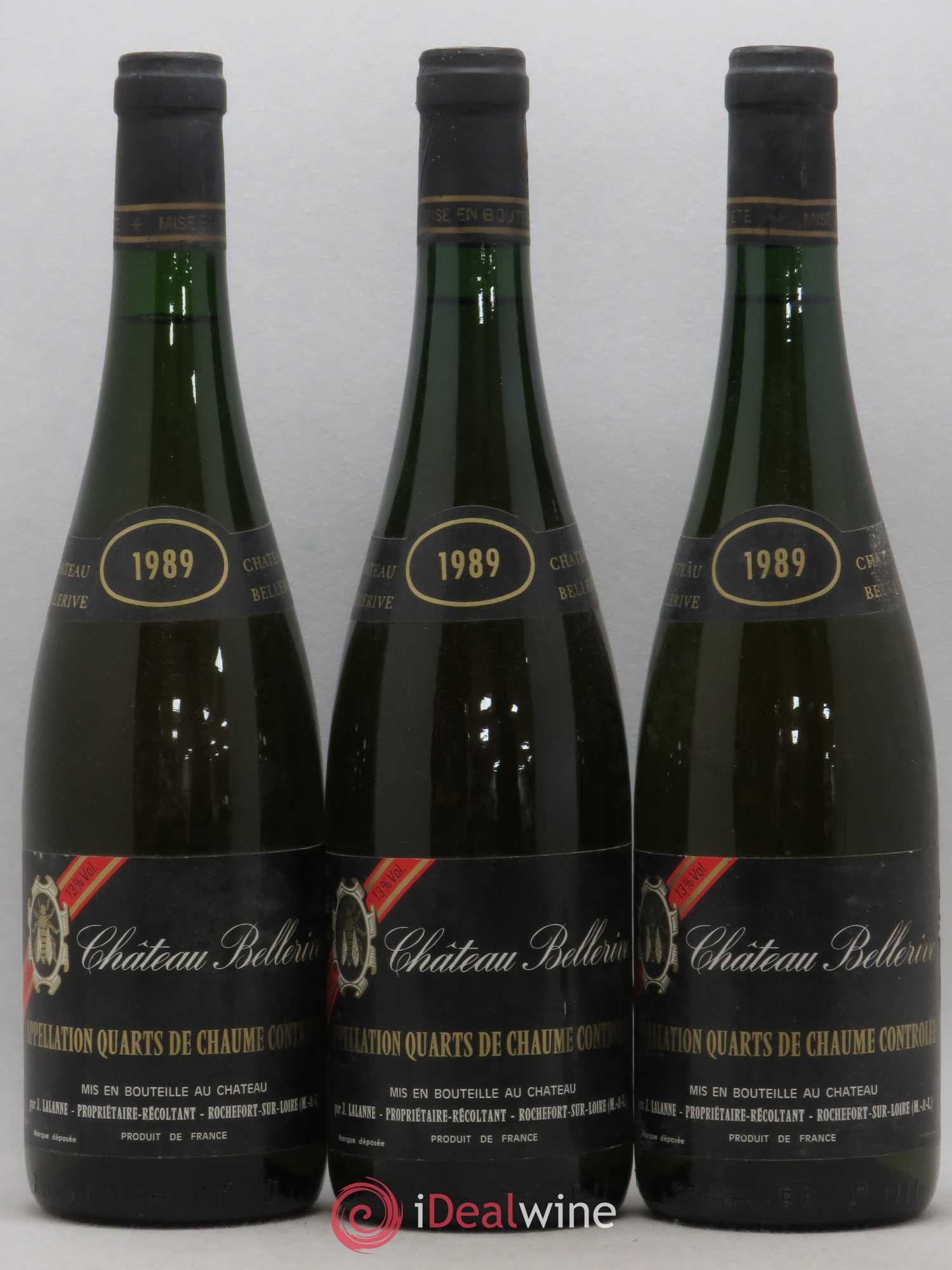 Quarts de Chaume Chateau Bellerive 1989 - Lotto di 3 bottiglie - 0