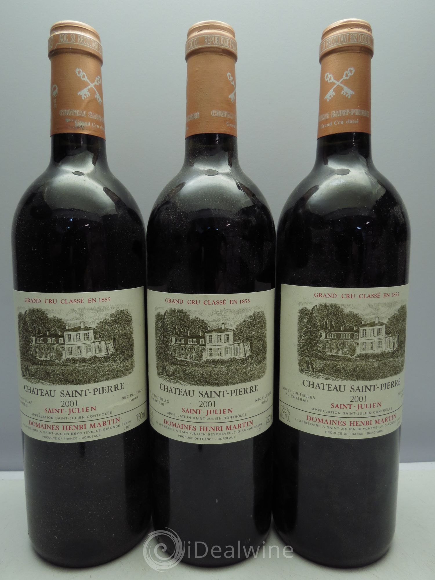 Château Saint-Pierre 4ème Grand Cru Classé 2001 - Lot de 3 bouteilles - 0