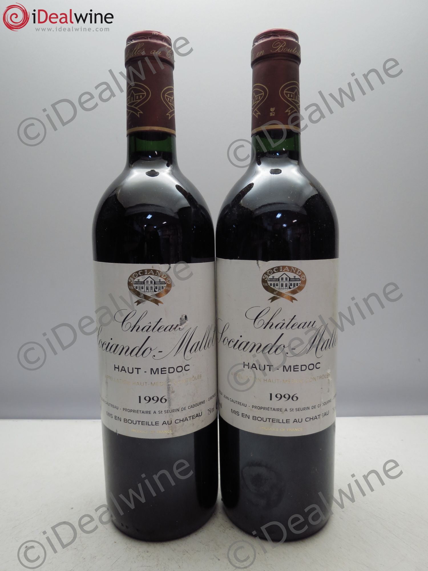 Château Sociando Mallet 1996 - Lot de 2 bouteilles - 0