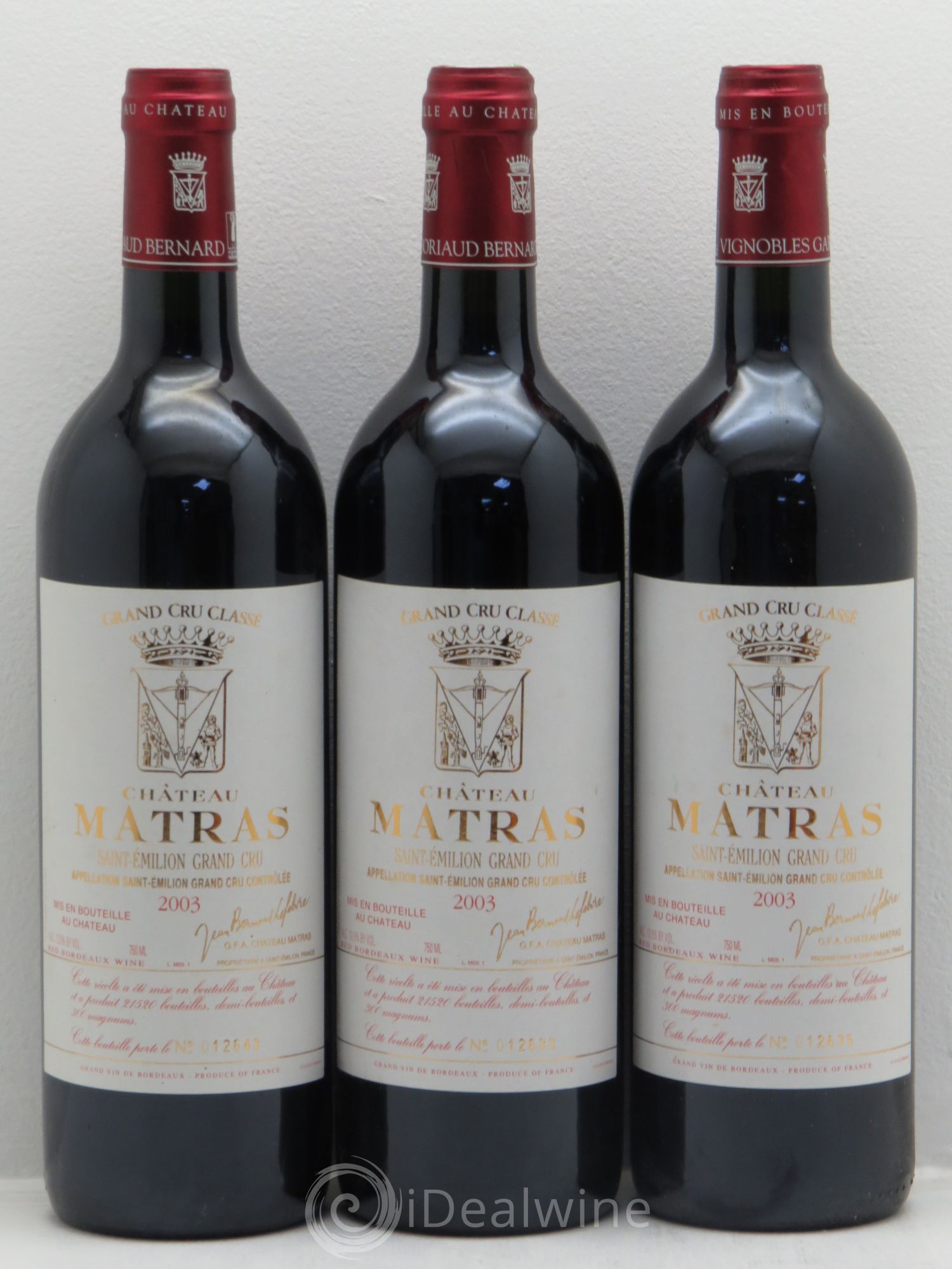 Château Matras 2003 - Lot de 3 bouteilles - 0
