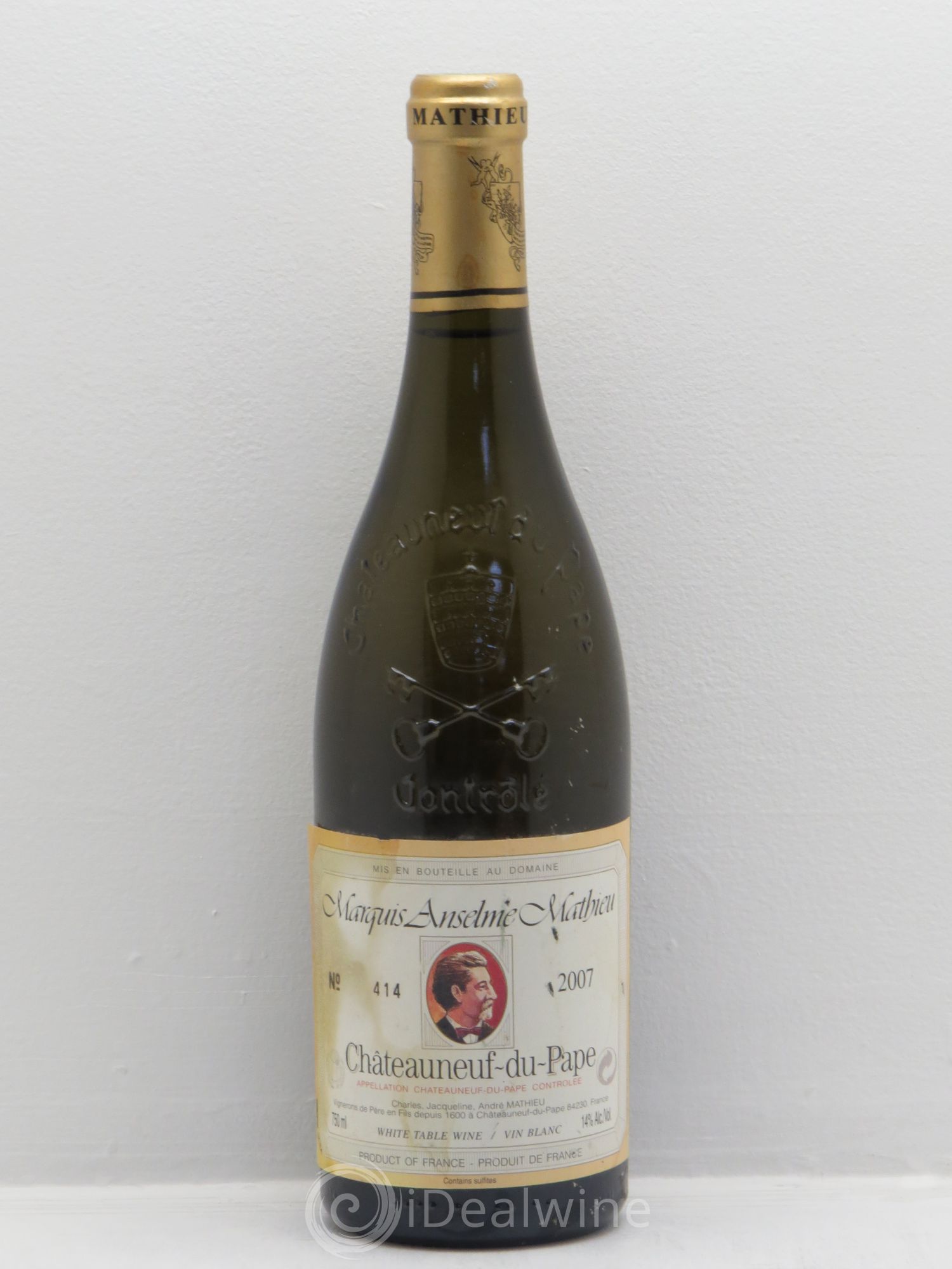 Châteauneuf-du-Pape Marquis Anselme Famille Mathieu 2007 - Posten von 1 Flasche - 0
