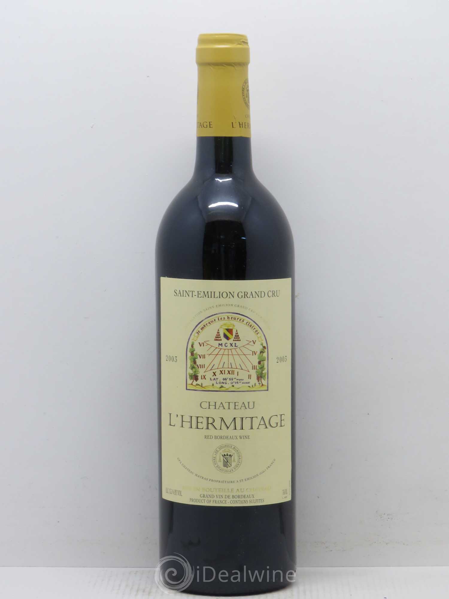 Château l' Hermitage (sans prix de réserve) 2003 - Lot de 1 bouteille - 0