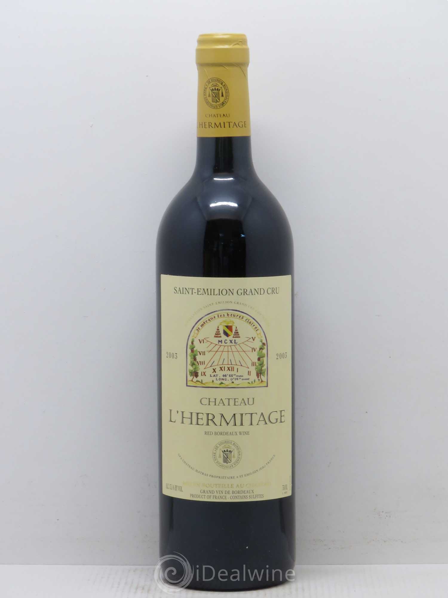 Château l' Hermitage (sans prix de réserve) 2003 - Lot de 1 bouteille - 0