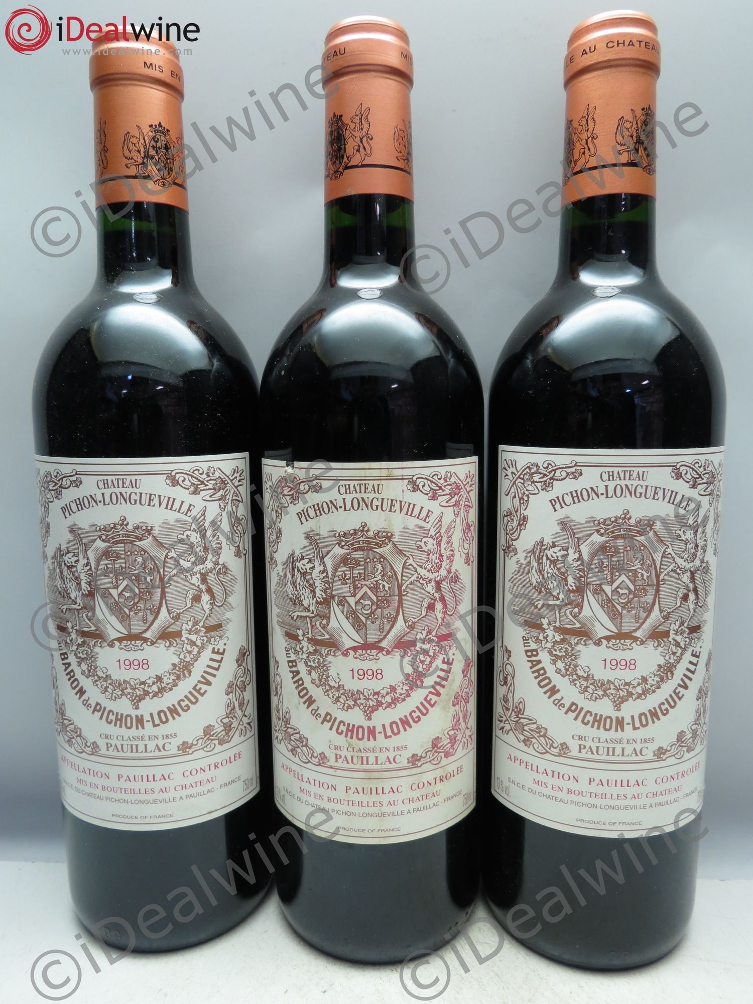 Pichon Longueville Baron 2ème Grand Cru Classé 1998 - Lot de 3 bouteilles - 0