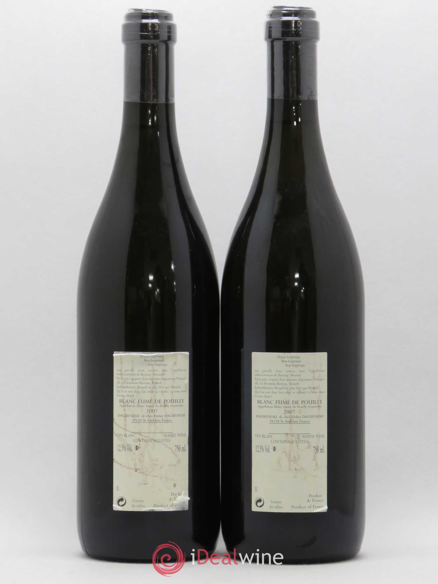 Vin de France (anciennement Pouilly-Fumé) Buisson Renard Dagueneau (Domaine Didier - Louis-Benjamin) 2007 - Lot de 2 bouteilles - 1