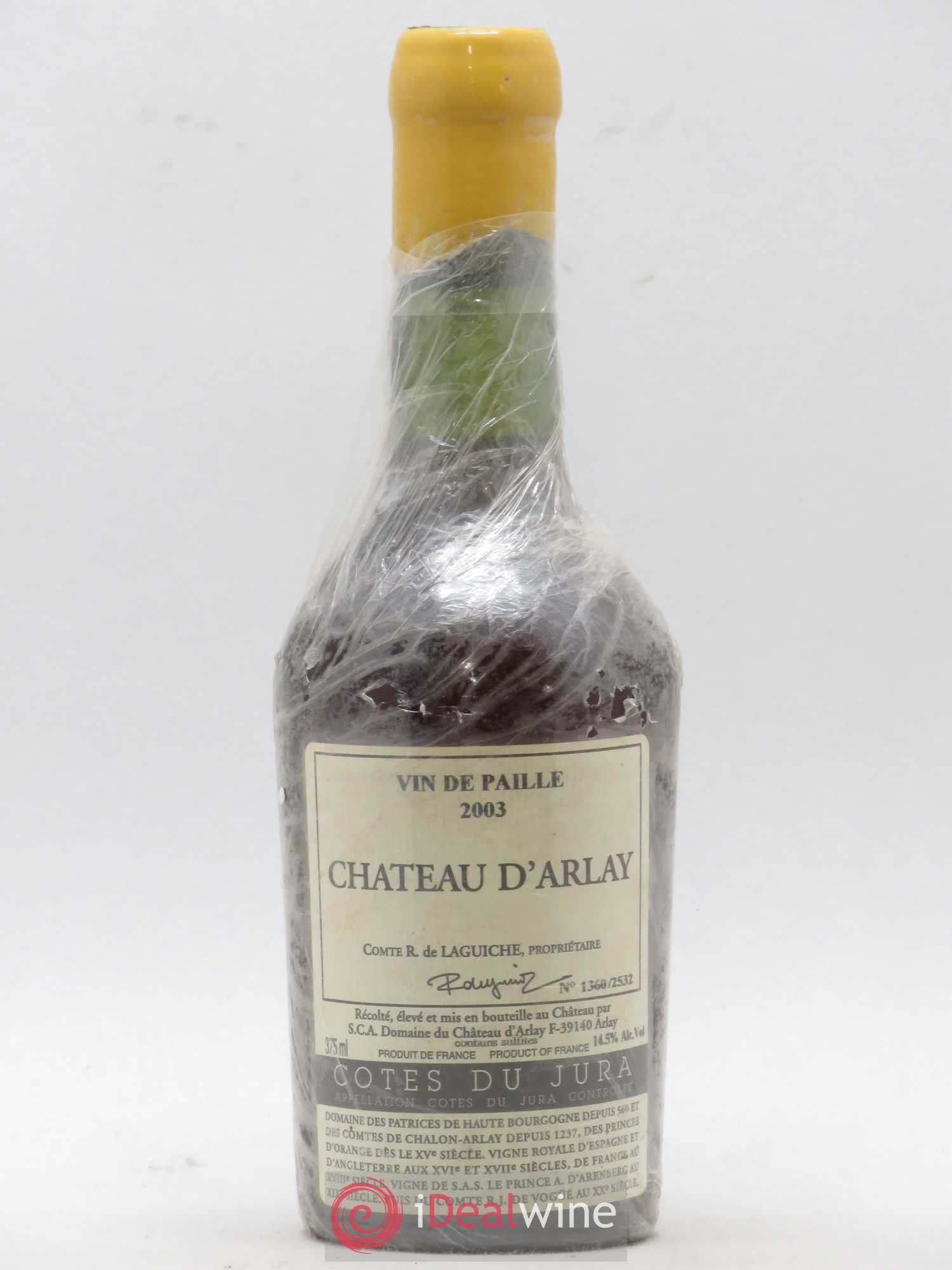 Côtes du Jura Vin de Paille Château d'Arlay 2003 - Lotto di 1 mezza bottiglia - 0