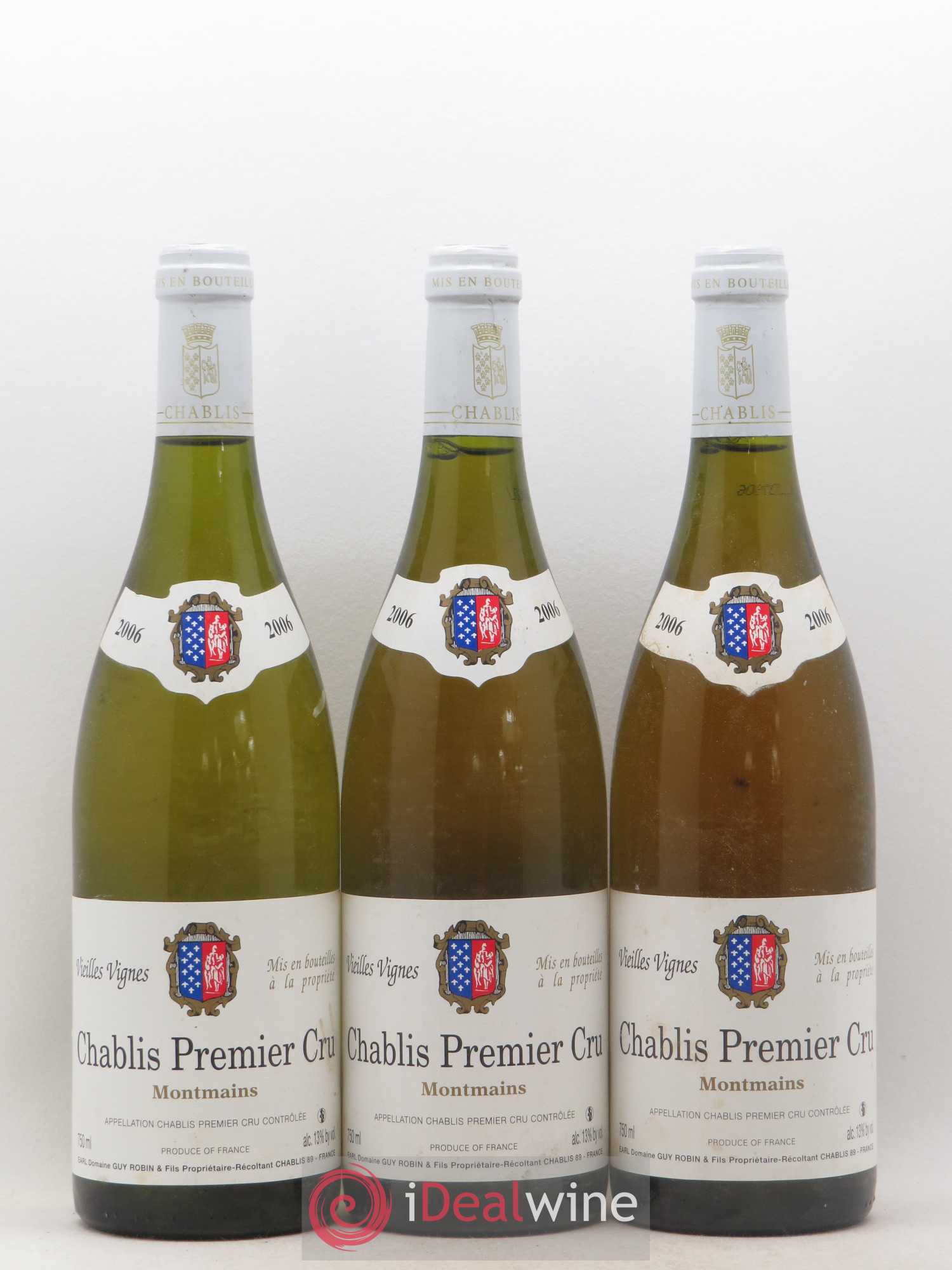Chablis 1er Cru Vieilles Vignes Montmains Domaine Guy Robin (sans prix de réserve) 2006 - Posten von 3 Flaschen - 0