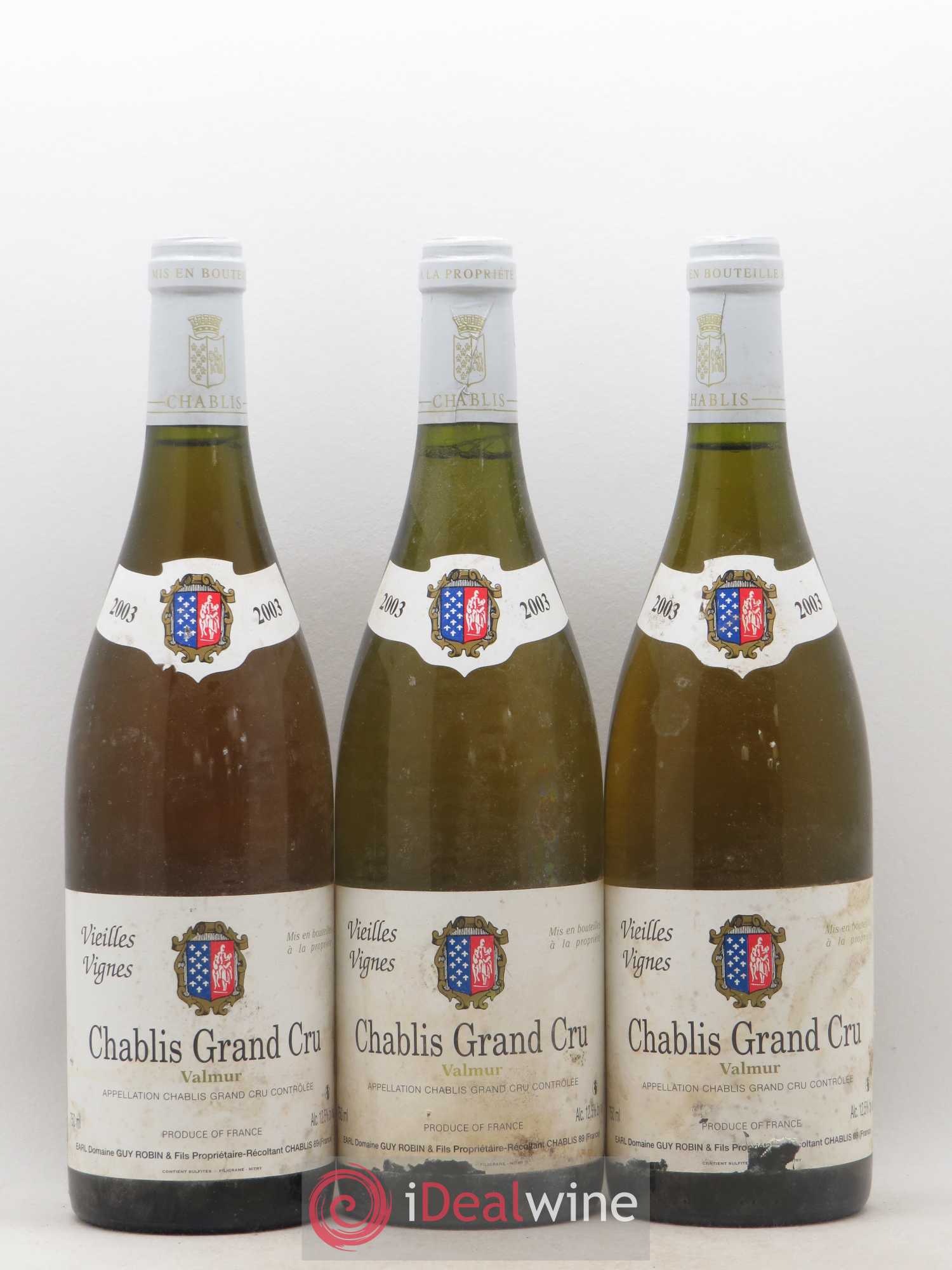 Chablis Grand Cru Vieilles Vignes Valmur Domaine Guy Robin (sans prix de réserve) 2003 - Posten von 3 Flaschen - 0