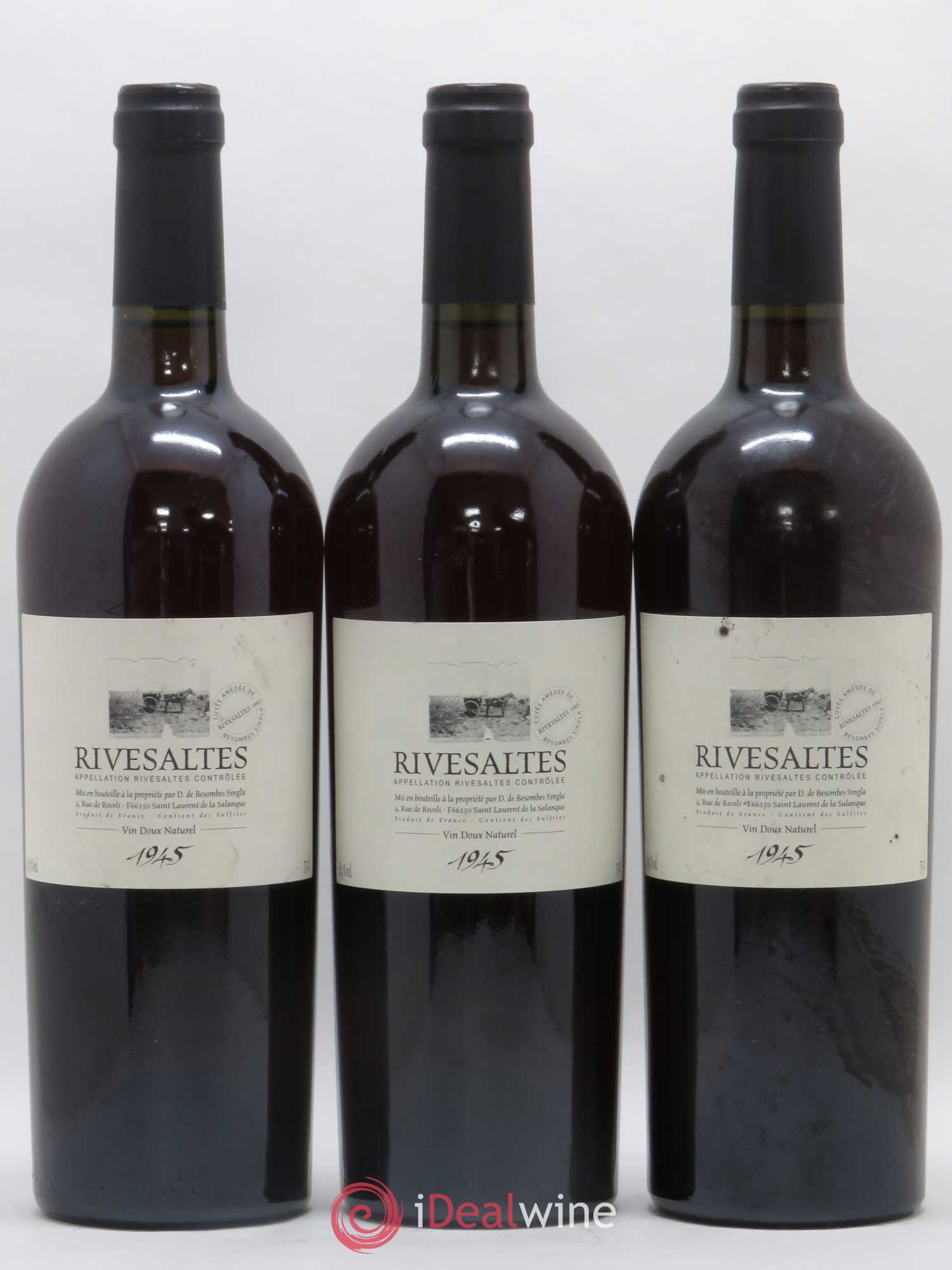 Rivesaltes Amédée de Besombes Singla (Domaine) 1945 - Lot de 3 bouteilles - 0