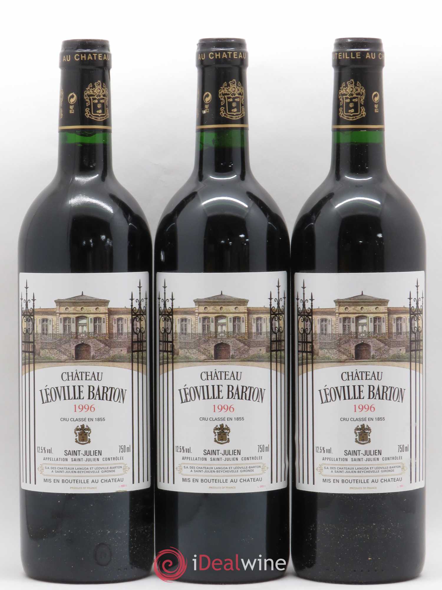 Château Léoville Barton 2ème Grand Cru Classé 1996 - Lot de 3 bouteilles - 0