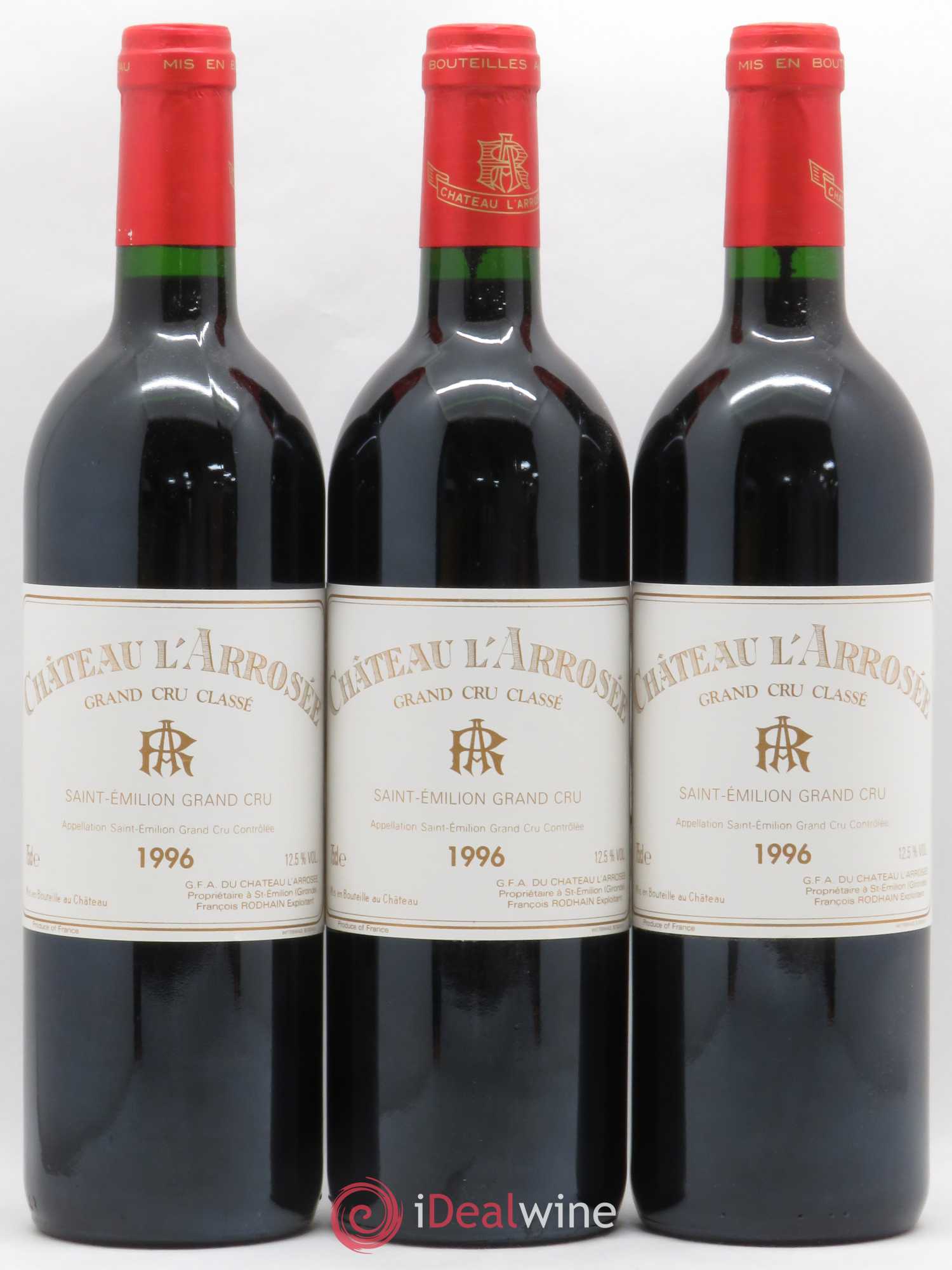 Château l' Arrosée Grand Cru Classé 1996 - Lot de 12 bouteilles - 1