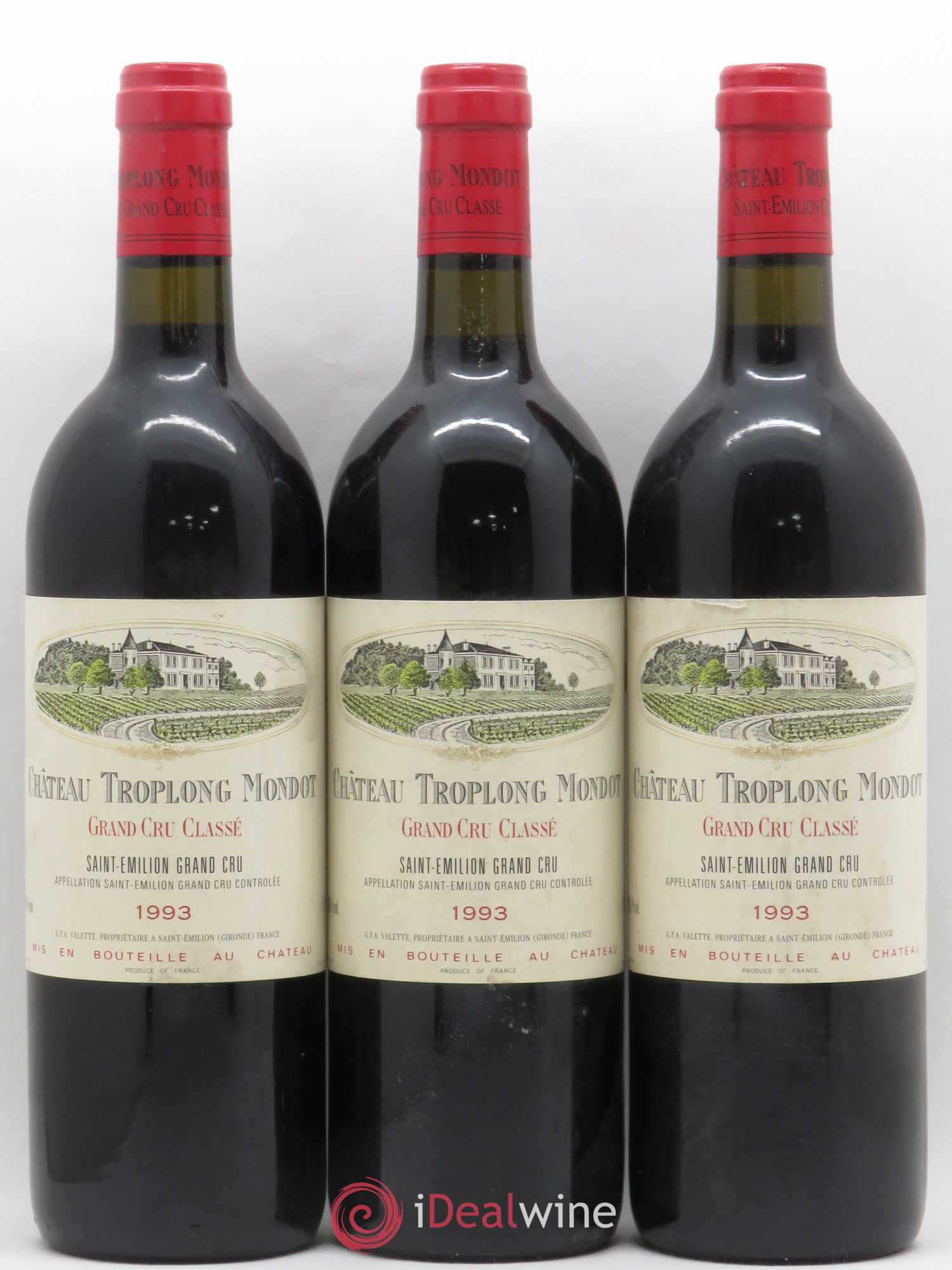Château Troplong Mondot 1er Grand Cru Classé B 1993 - Lot de 3 bouteilles - 0