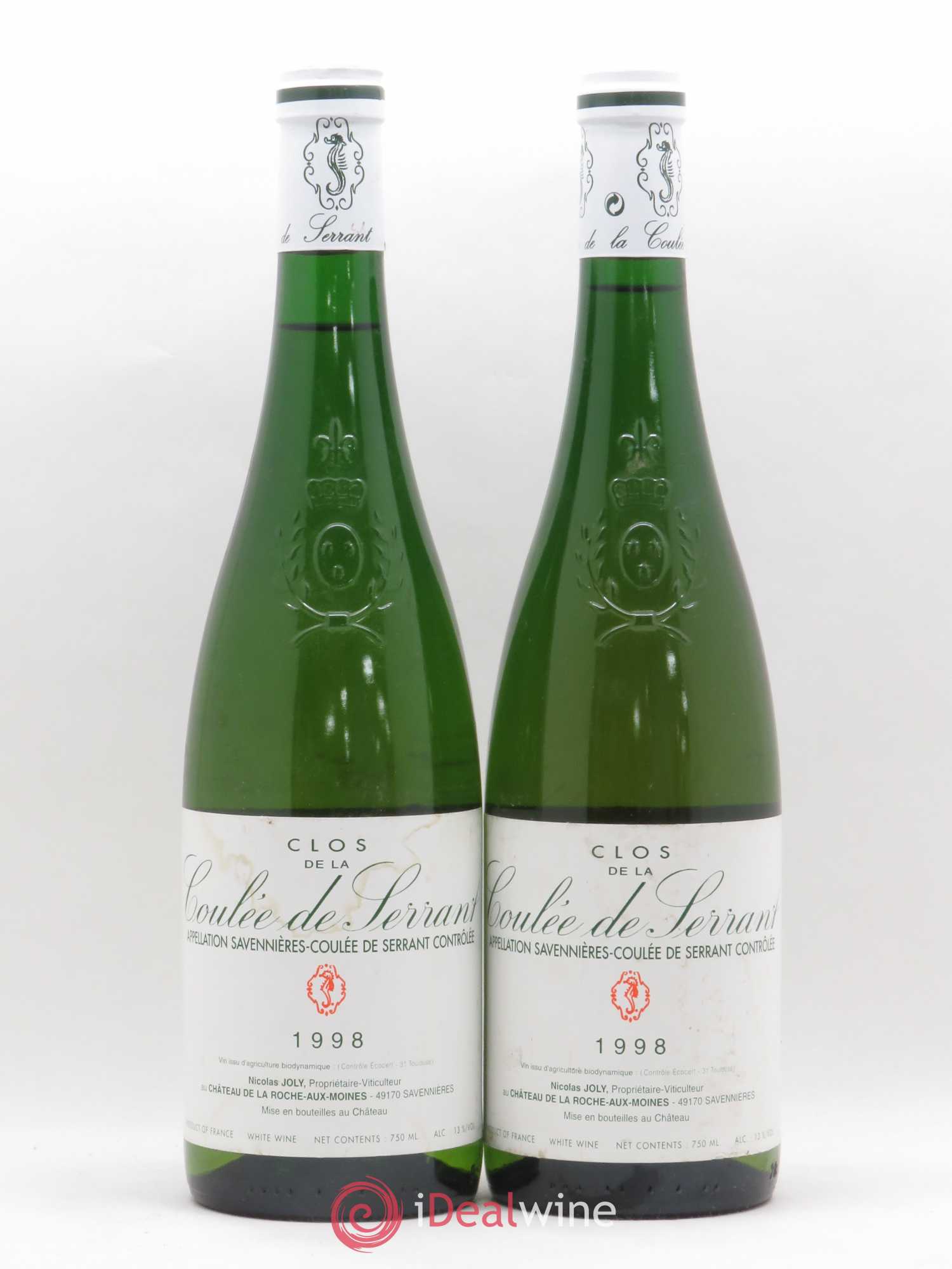 Savennières Clos de la Coulée de Serrant Vignobles de la Coulée de Serrant - Nicolas Joly 1998 - Lot de 2 bouteilles - 0