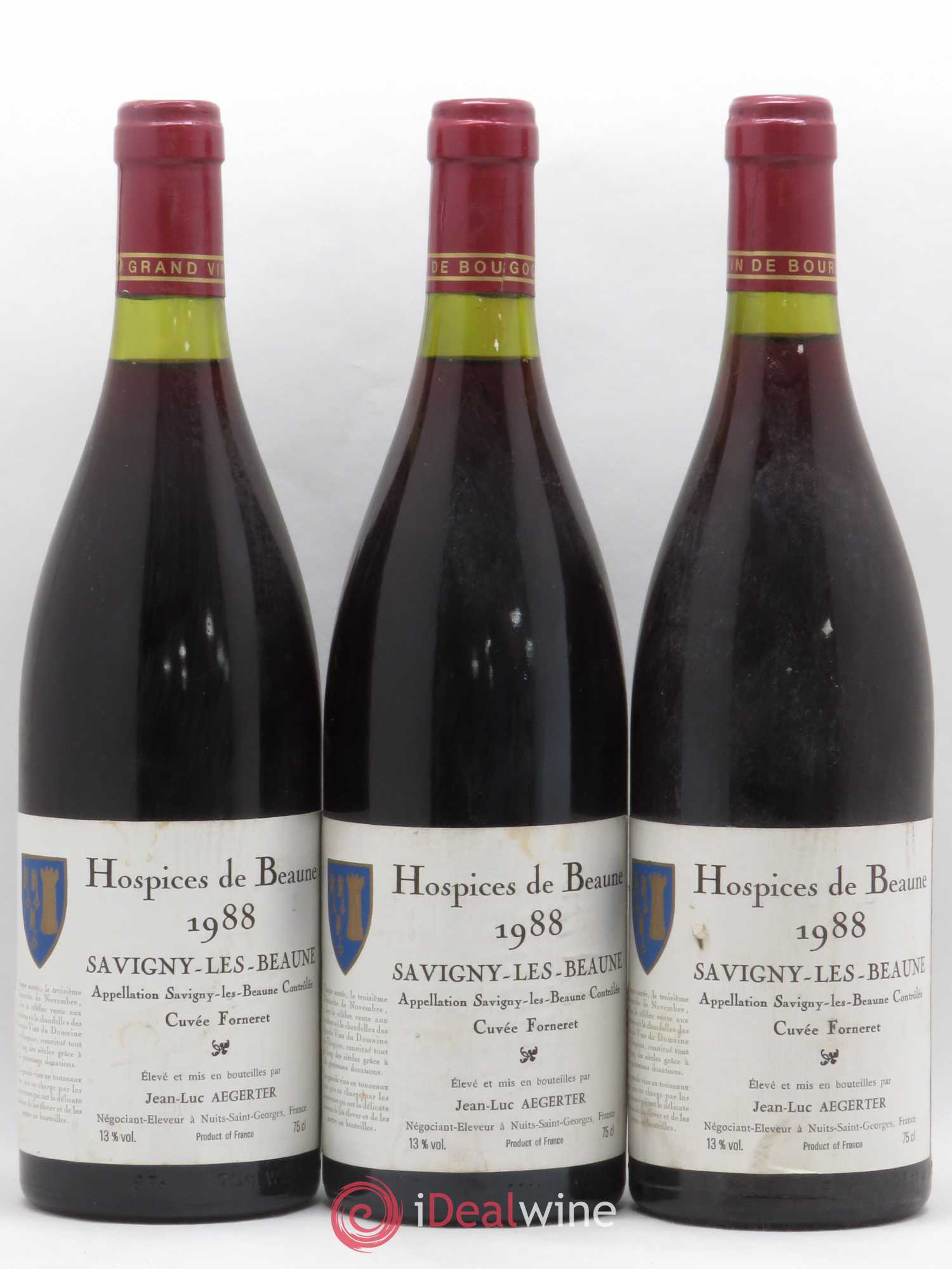 Savigny-lès-Beaune Hospices de Beaune Cuvée Forneret Jean Luc Aegerter 1988 - Posten von 3 Flaschen - 0