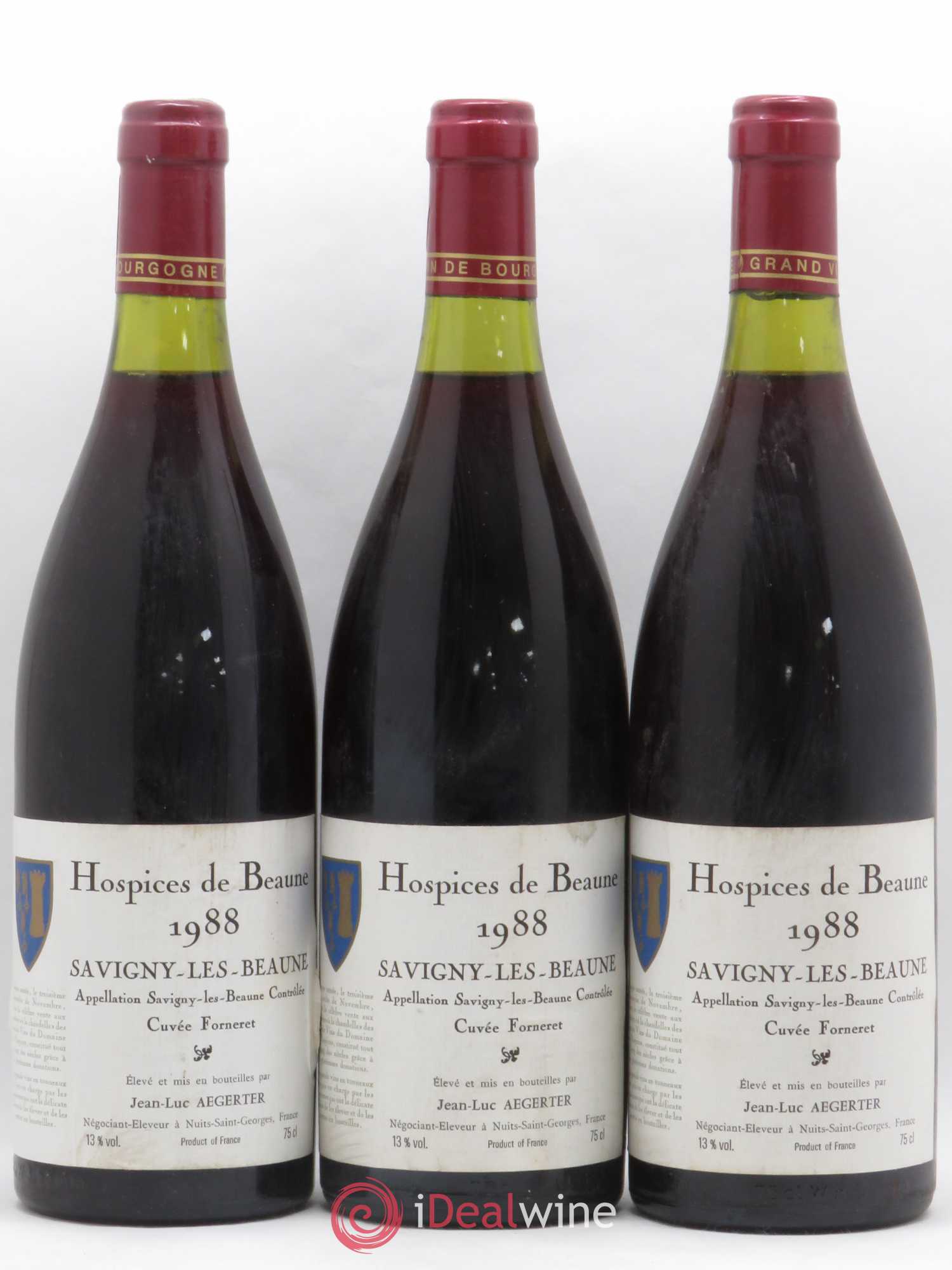 Savigny-lès-Beaune Hospices de Beaune Cuvée Forneret Jean Luc Aegerter 1988 - Posten von 3 Flaschen - 0