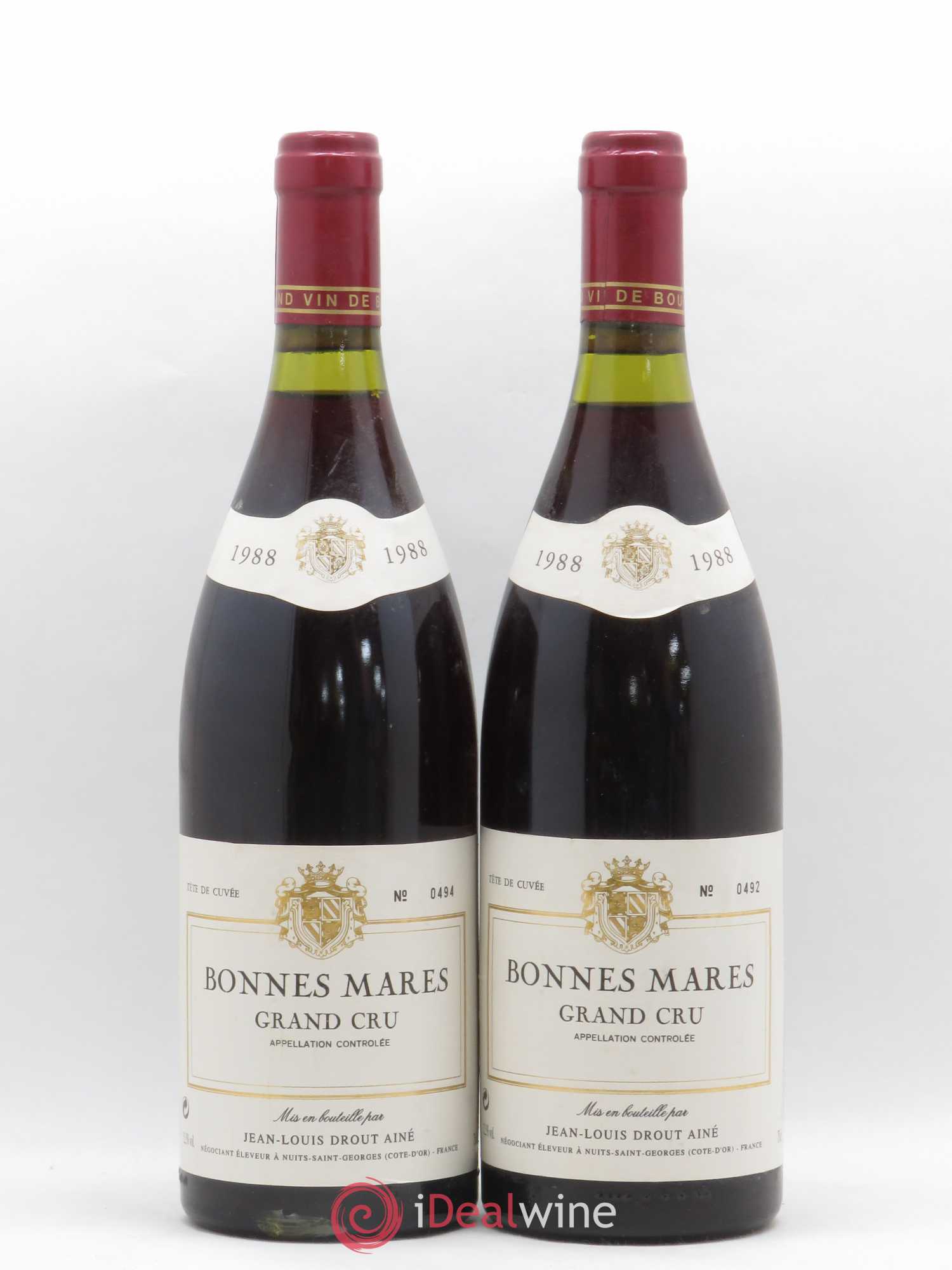 Bonnes-Mares Grand Cru Tête de cuvée Jean Louis Drout Aîné 1988 - Posten von 2 Flaschen - 0