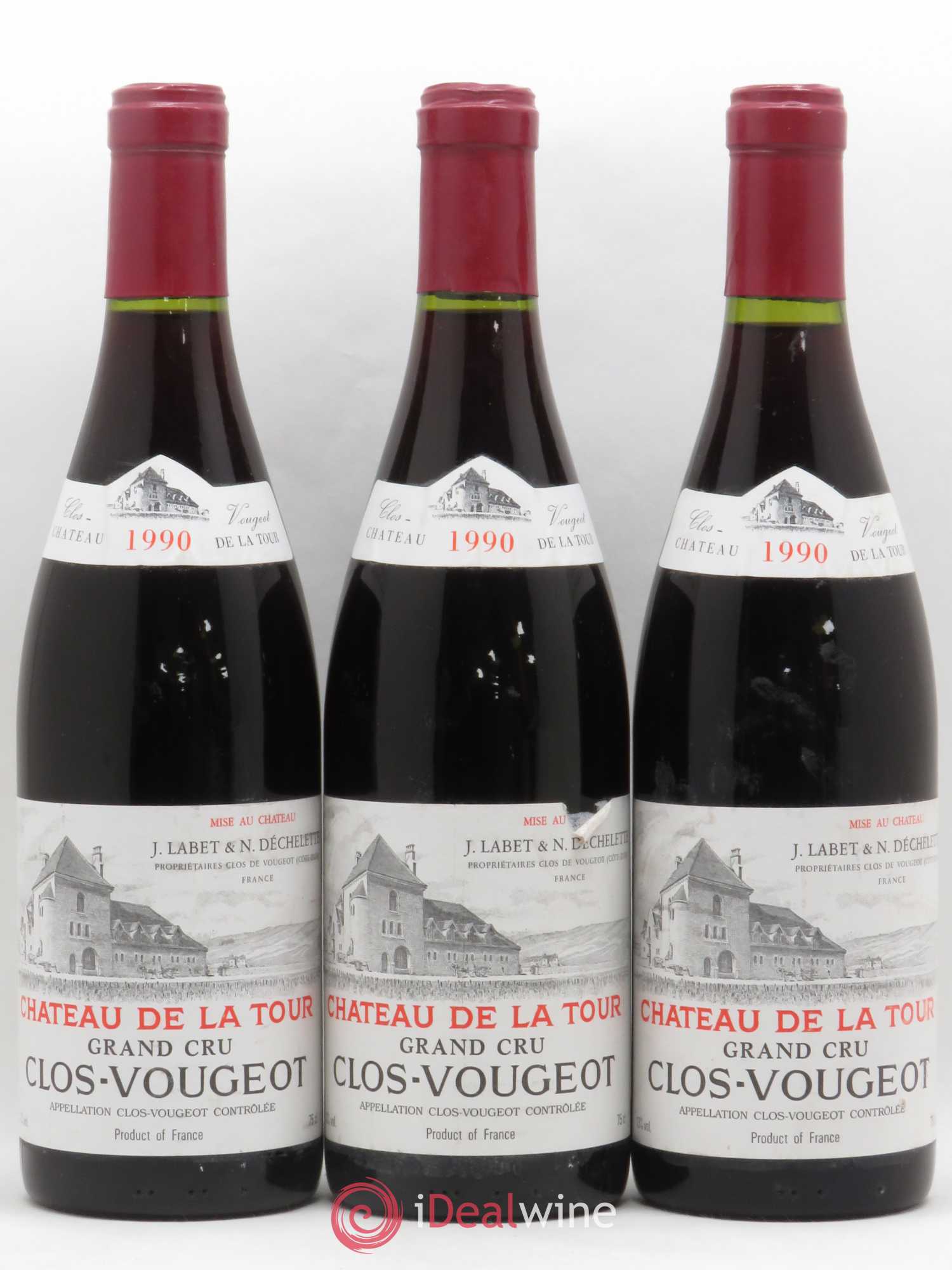Clos de Vougeot Grand Cru Château de La Tour 1990 - Lot de 3 bouteilles - 0