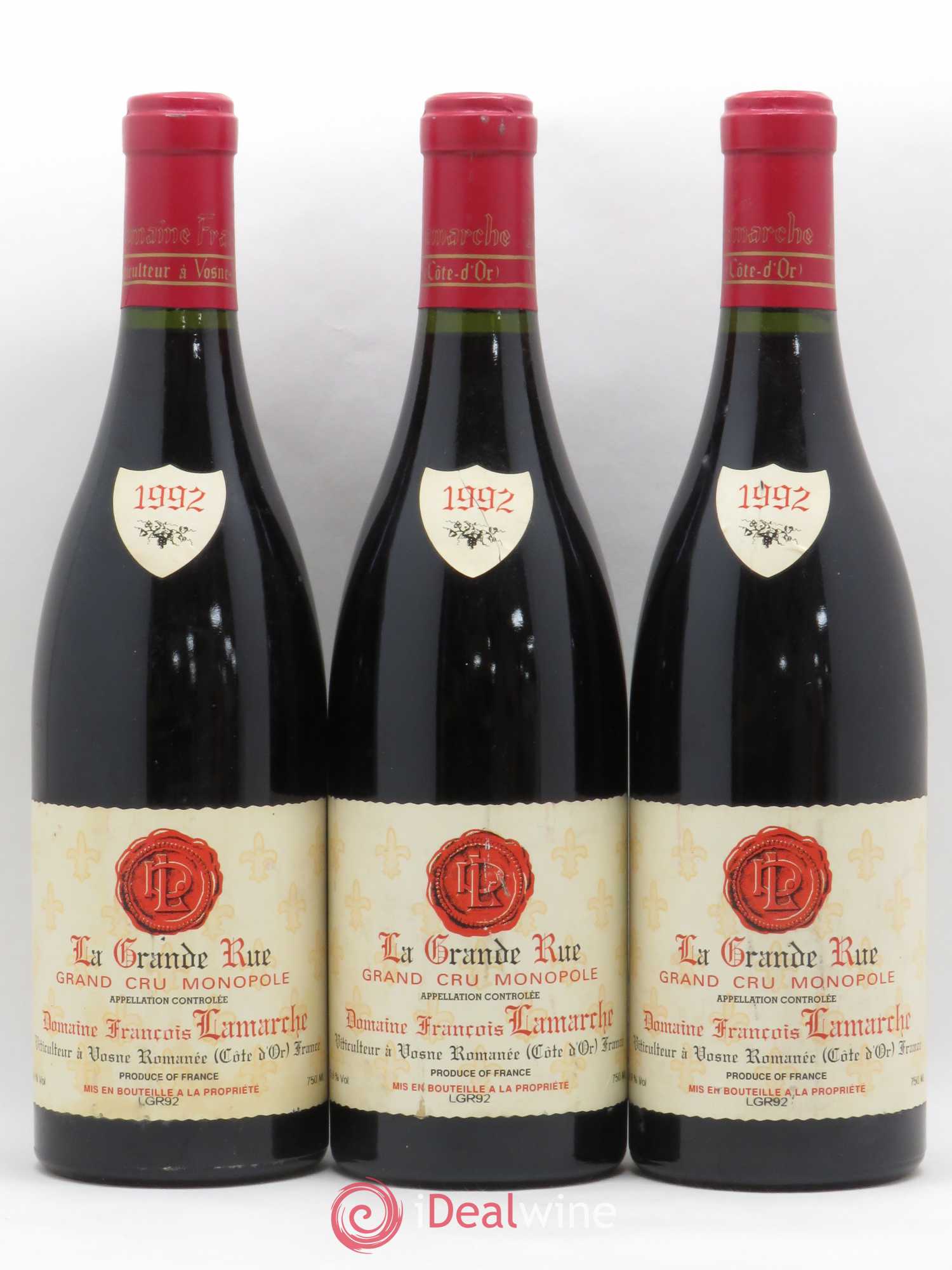 La Grande Rue Grand Cru Lamarche (Domaine) 1992 - Lot de 3 bouteilles - 0