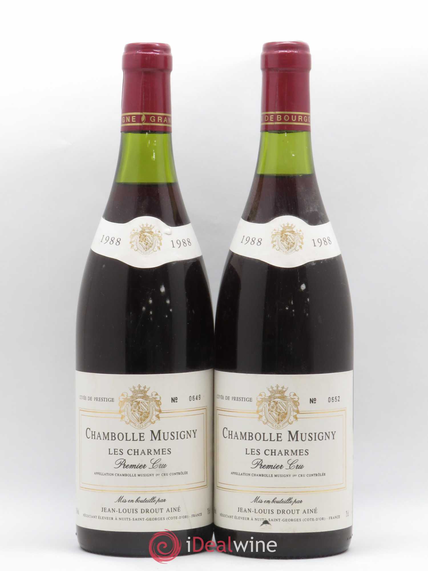 Chambolle-Musigny 1er Cru Les Charmes Jean Louis Drout 1988 - Posten von 2 Flaschen - 0