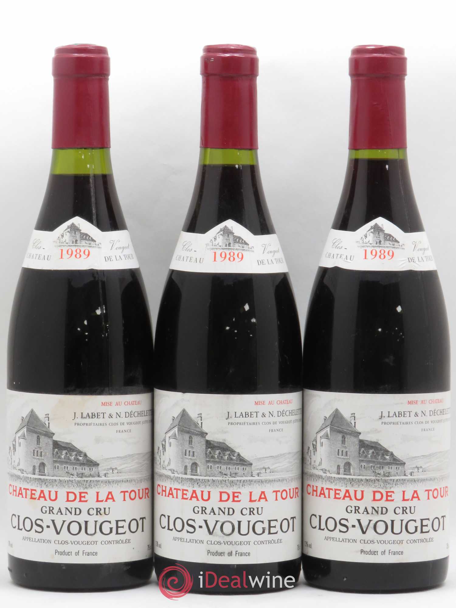 Clos de Vougeot Grand Cru Château de La Tour 1989 - Lot de 3 bouteilles - 0