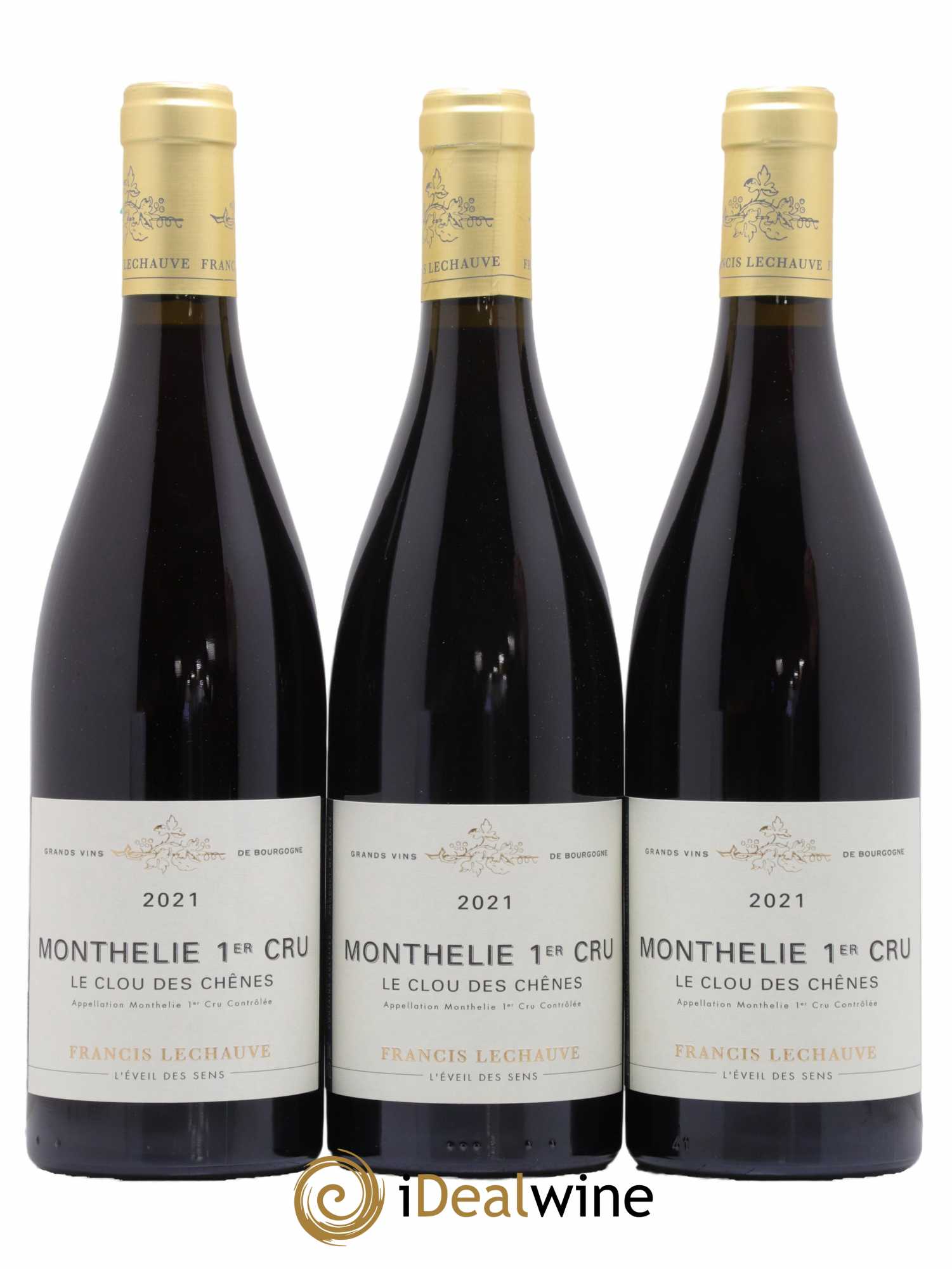 Monthélie 1er Cru Clou Des Chênes Domaine Francis Lechauve 2021 - Lot de 3 bouteilles - 0