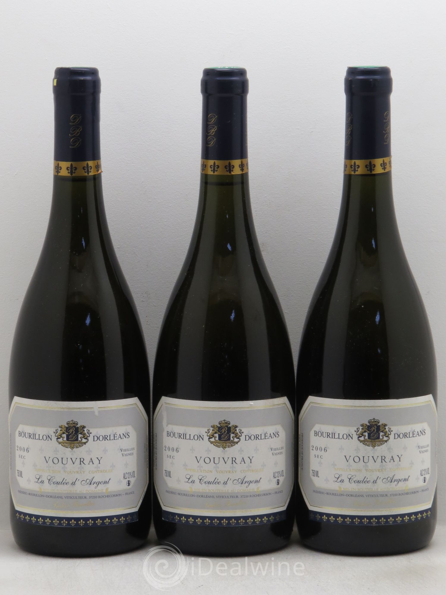 Vouvray Vieilles Vignes La Coulée d'Argent Bourillon d'Orléans 2006 - Lotto di 3 bottiglie - 0