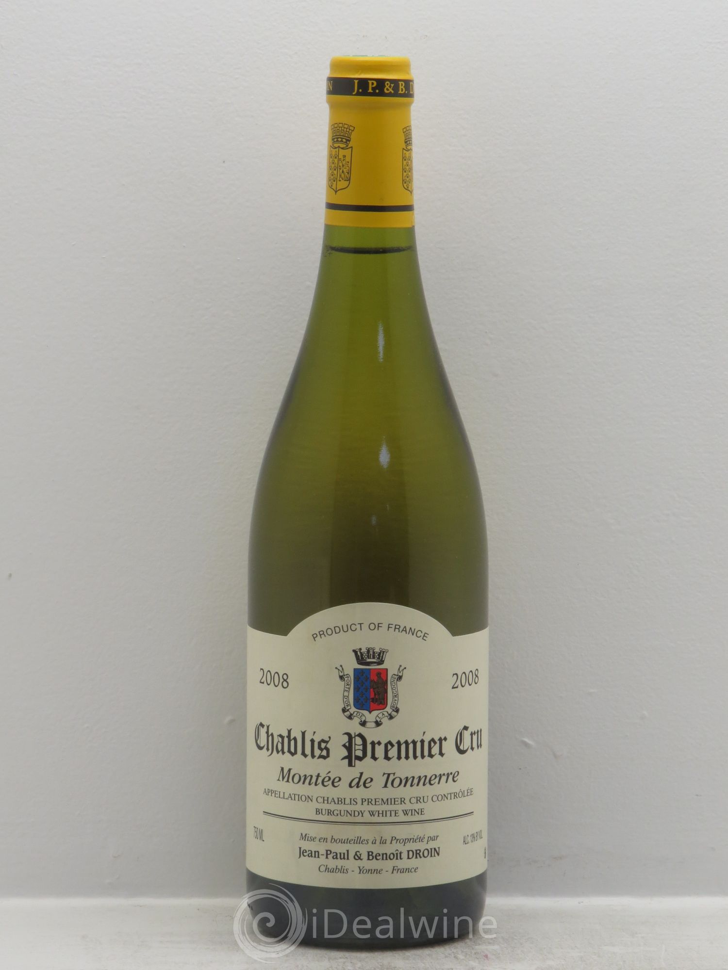 Chablis 1er Cru Montée de Tonnerre Jean-Paul & Benoît Droin (Domaine) 2008 - Lot de 1 bouteille - 0