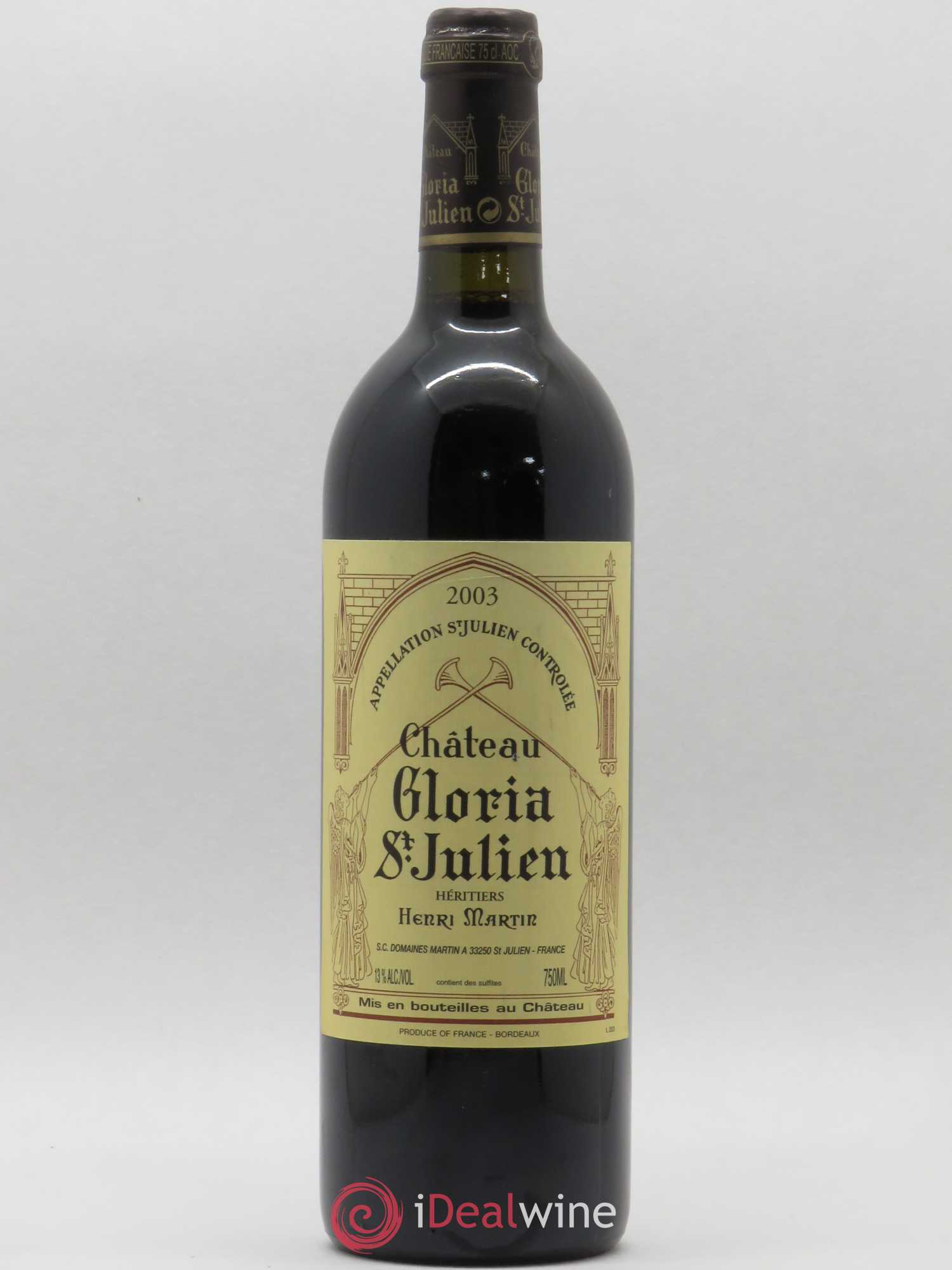 Château Gloria 2003 - Lot de 1 bouteille - 0