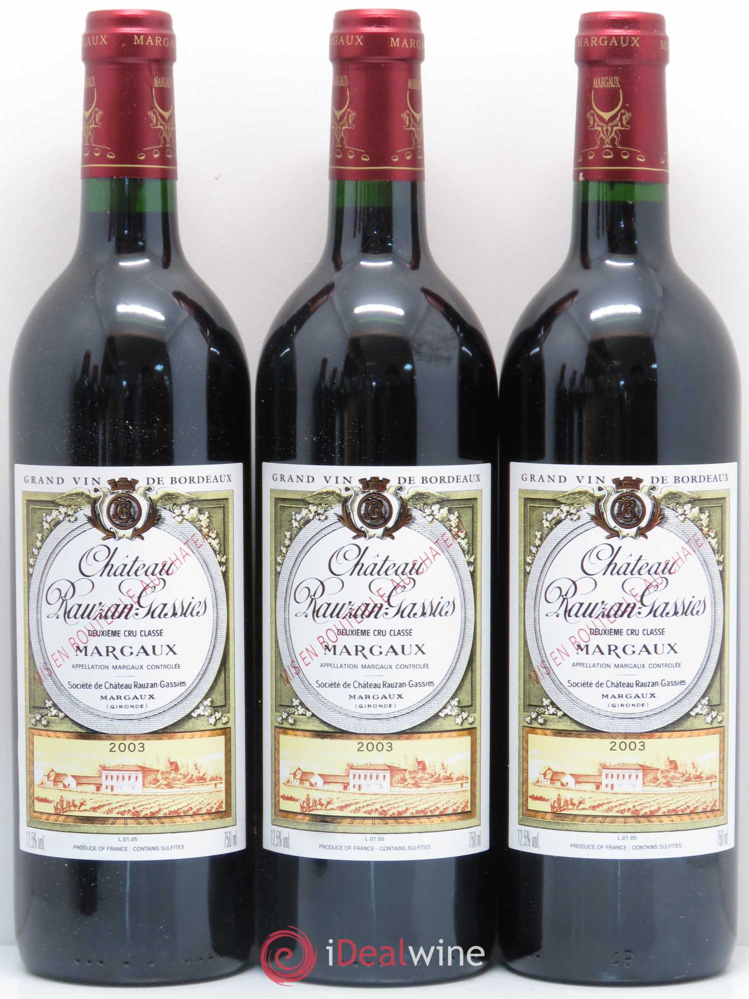 Château Rauzan-Gassies 2ème Grand Cru Classé 2003 - Lot de 12 bouteilles - 1